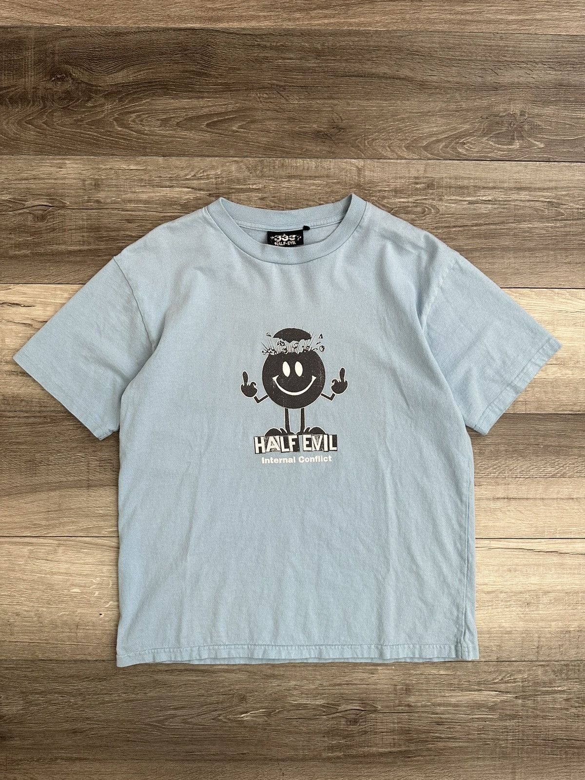 Half Evil Half Evil Power Blue Smiley Internal Conflict Tee Medium Size US M / EU 48-50 / 2 - 1 Thumbnail