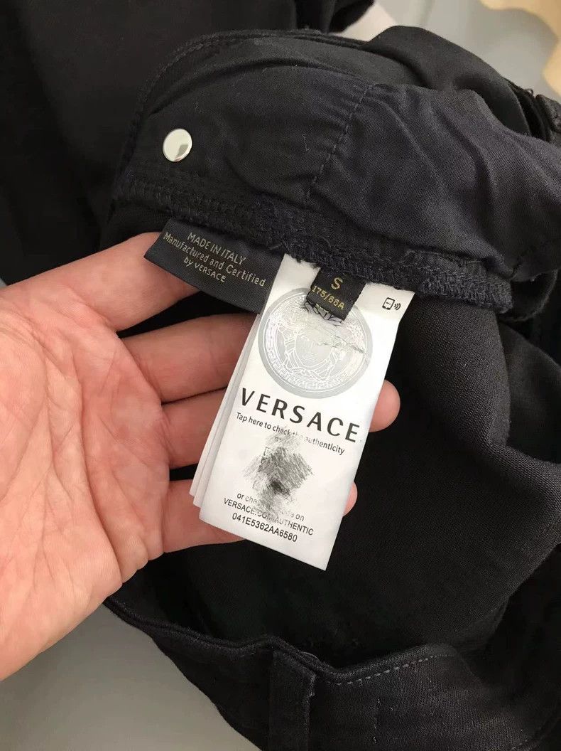 Versace Versace Black and gold Medusa straight-leg slit jeans Size 35" - 9 Thumbnail
