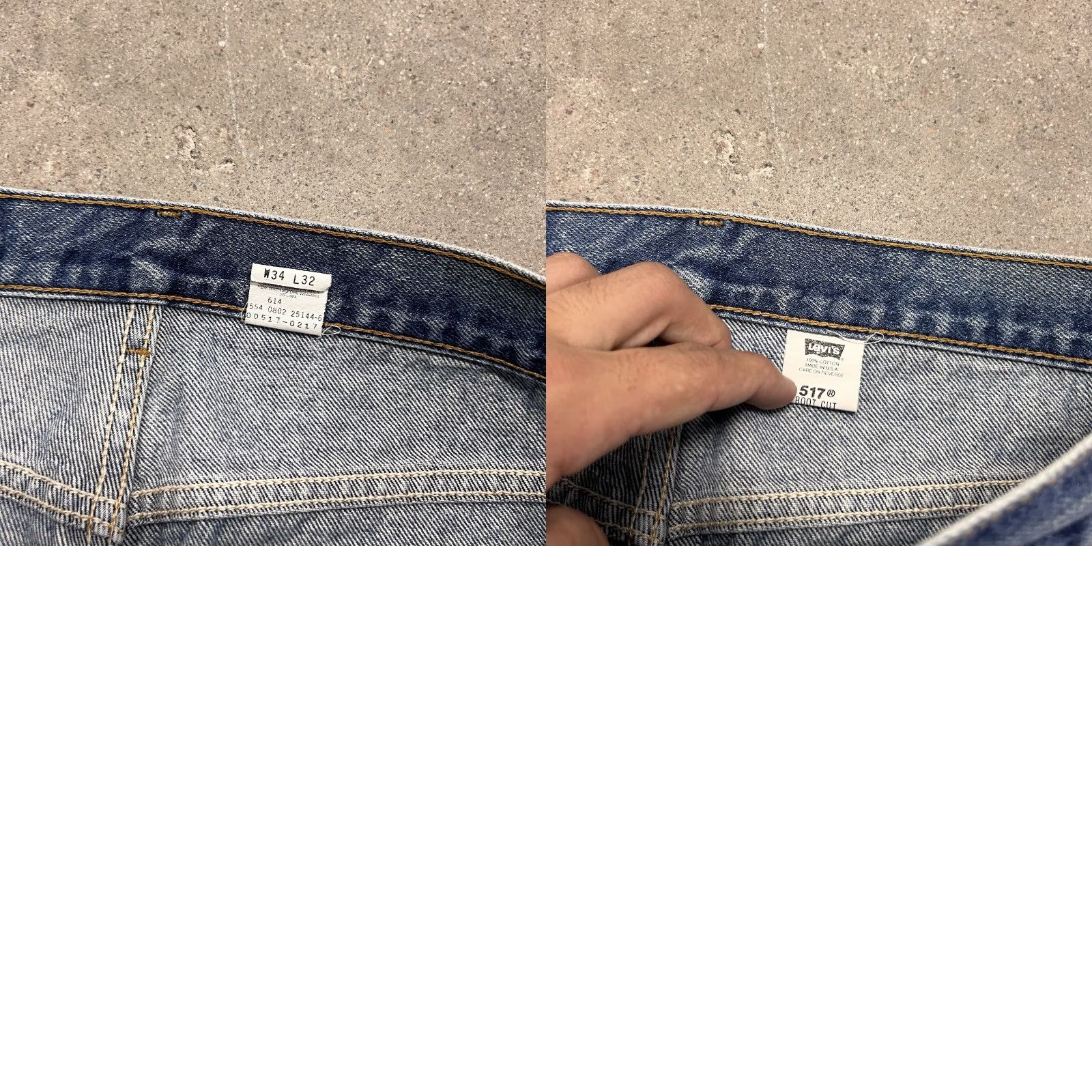 Vintage Levi's 517 Jeans Mens 34x32 Boot Cut Zip Fly USA Denim Cotton 5-Pocket Design Inseam 32 Regular Fit Bootcut Blue 34 90s Vtg Made USA