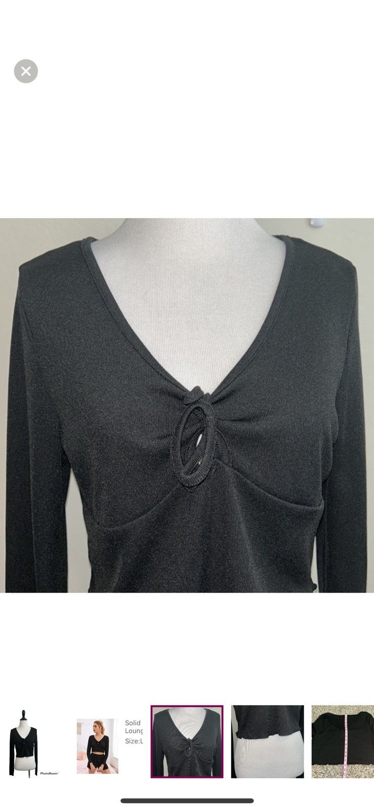 Shein Shein large tie front lettuce trim cropped top Size L / US 10 / IT 46 - 4 Thumbnail