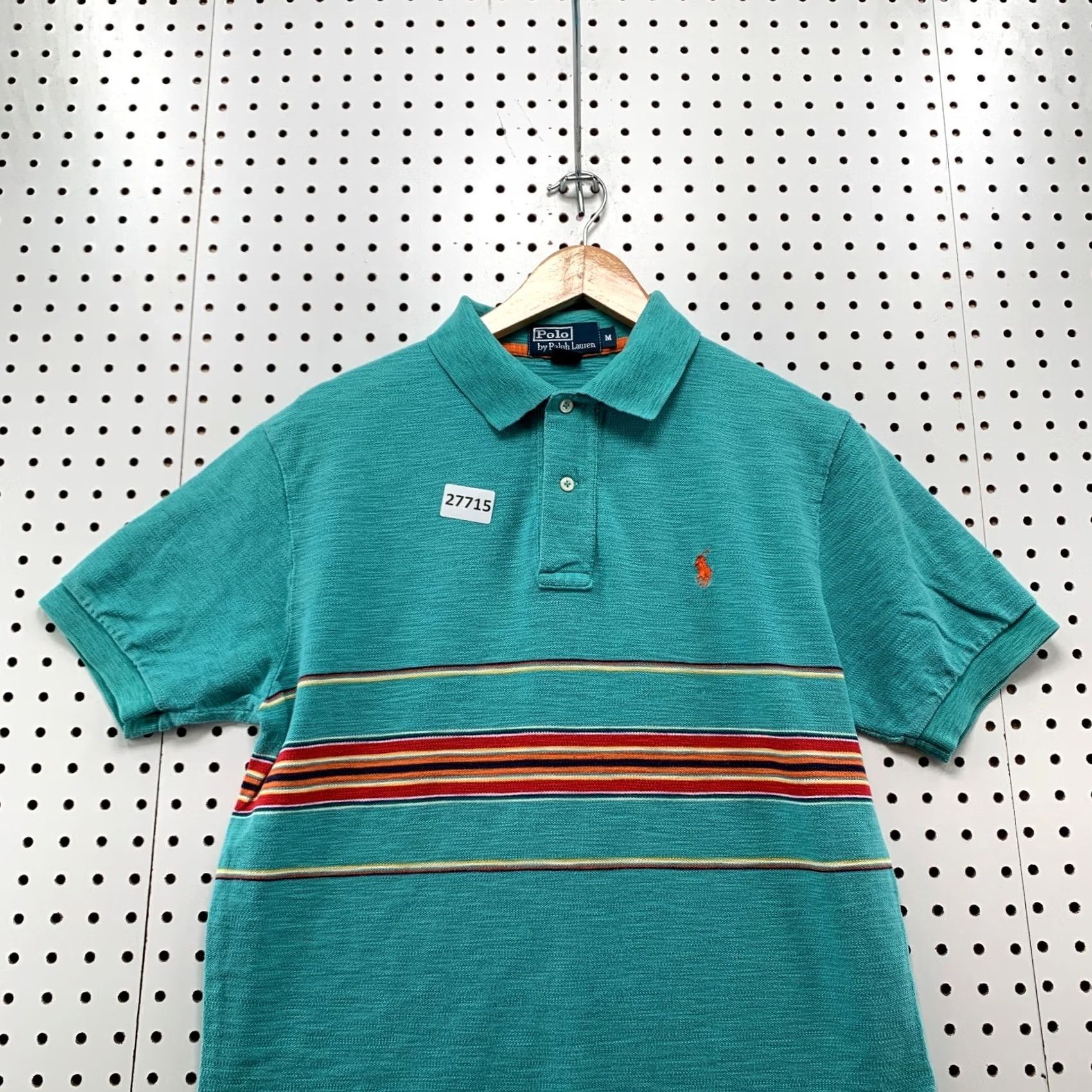 Polo Ralph Lauren VINTAGE Polo Ralph Lauren Shirt Mens Medium Green Orange Pony Stripe Size US M / EU 48-50 / 2 - 5 Thumbnail