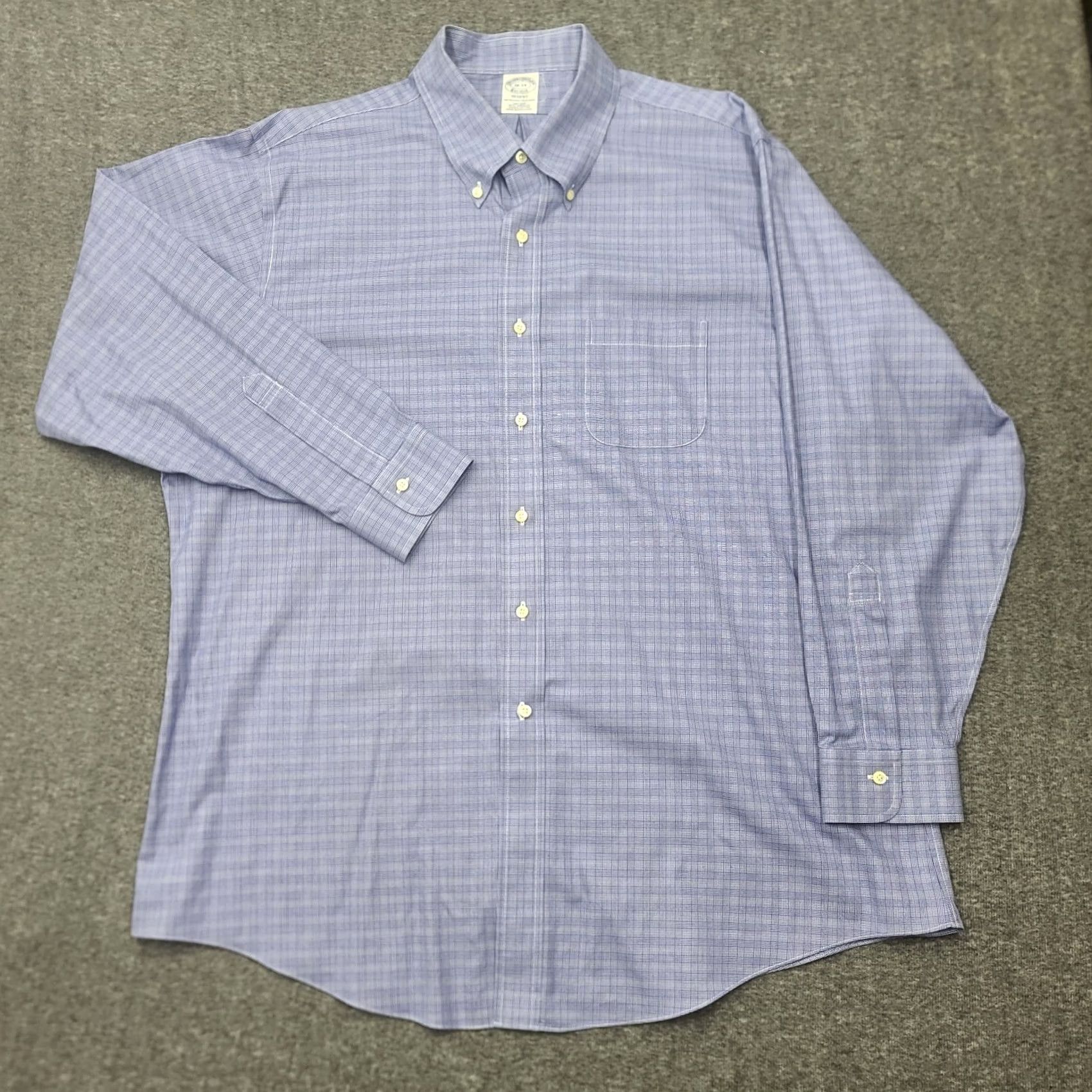 Brooks Brothers Brooks Brothers Regent Fit Shirt Mens 18 34 Blue Check Non Iron Supima Cotton Dress Shirt Button-Down Collar Mens 18 Big & Tall Regular Size US XXL / EU 58 / 5 - 2 Thumbnail
