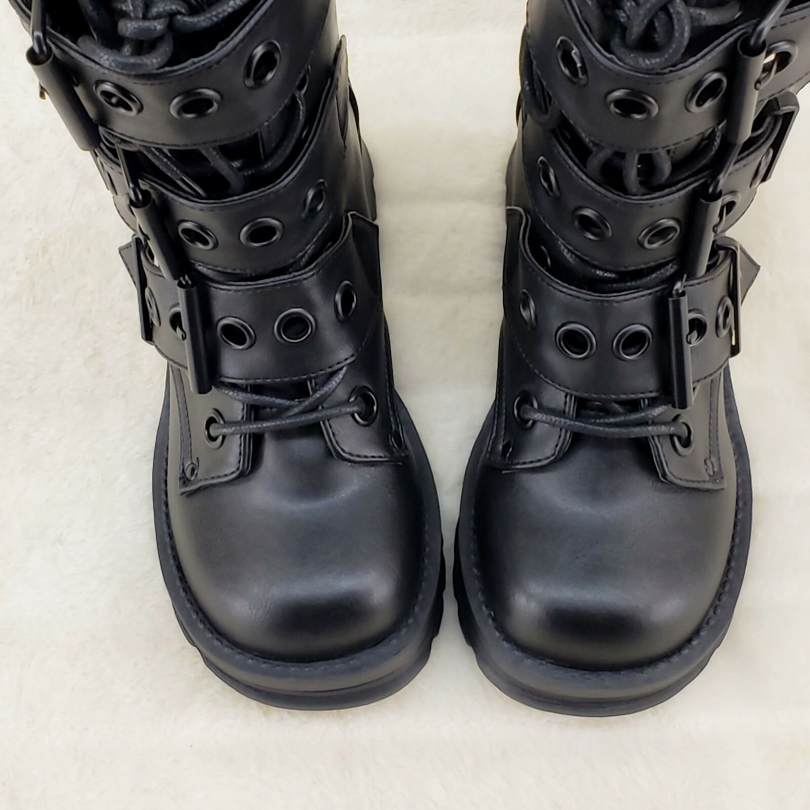 Demonia Cult DEMONIA Bratty 118 Buckle Strap Biker Goth Punk Lace Up Ankl Size US 9 / IT 39 - 4 Thumbnail