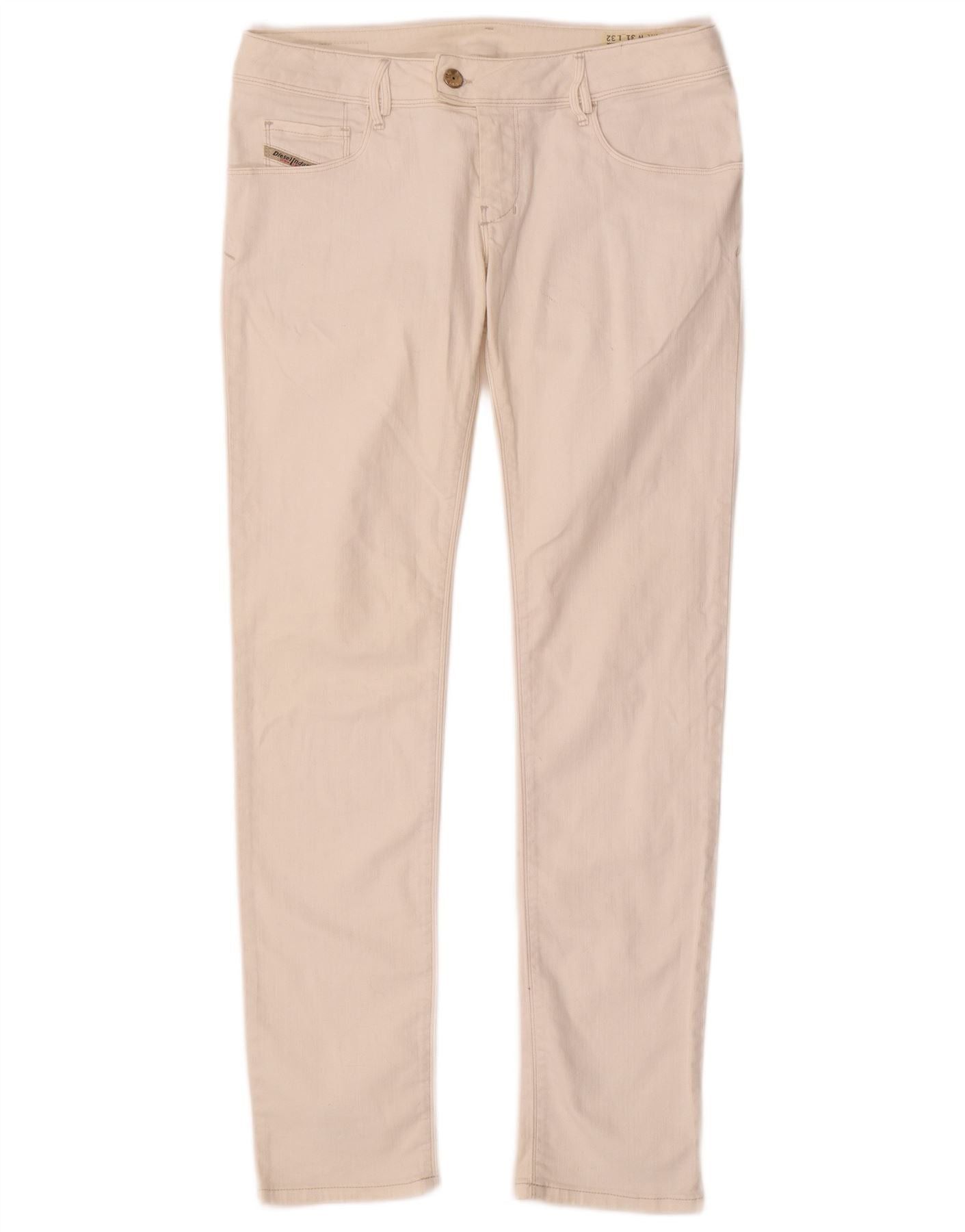 Diesel Womens Thanaz Slim Casual Trousers W31 L31 White Cotton Size 22" - 1 Thumbnail