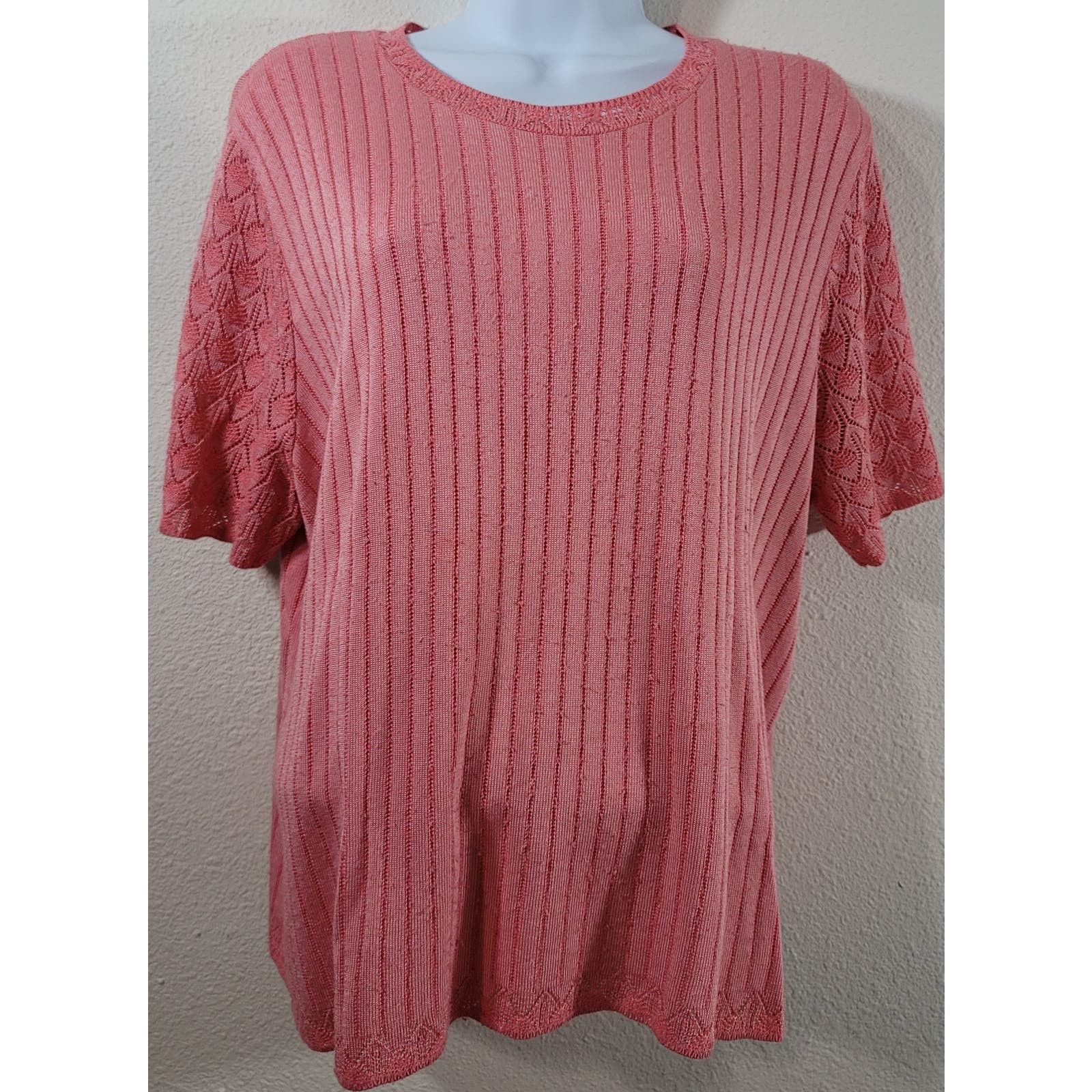 Other Alfred Dunner Coral Orange Pink Round Neck Top XL Stretch Size XL / US 12-14 / IT 48-50 - 1 Preview