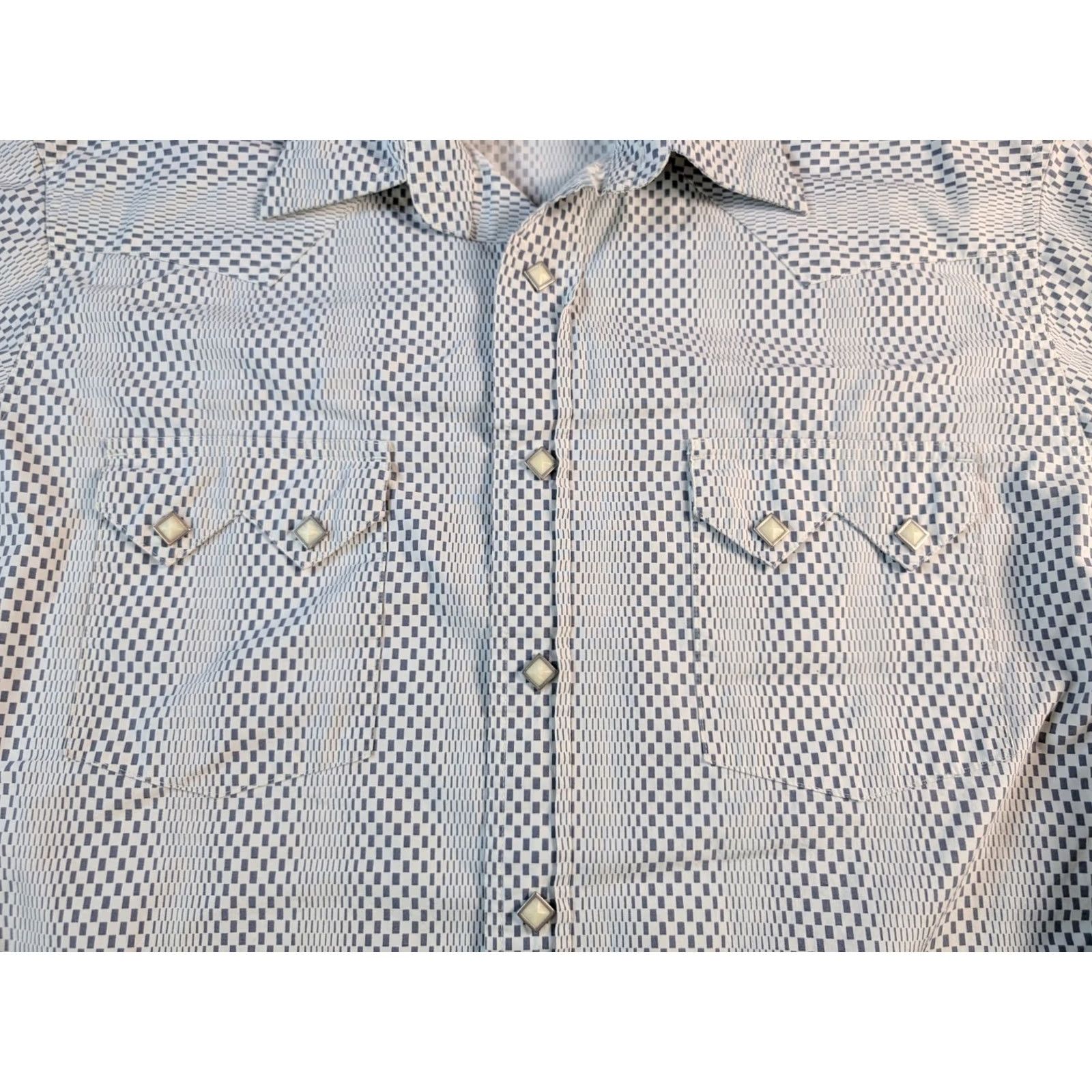 Lucky Brand Lucky Brand Western Dungarees Button-Up Shirt M Men White Plaid Long Sleeve Diamond Snaps 52in Chest Vintage: No Size US M / EU 48-50 / 2 - 4 Thumbnail