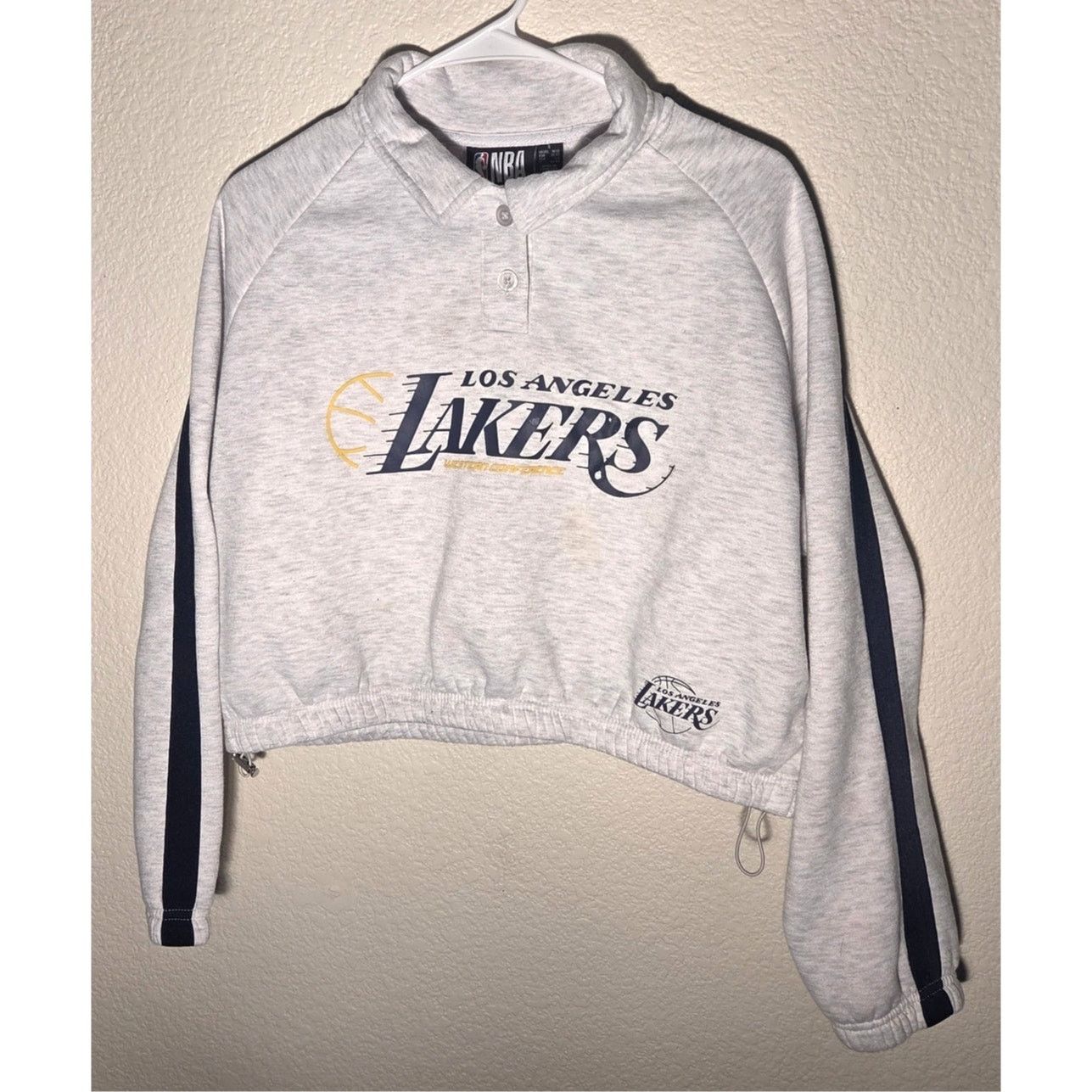 NBA Chic Women's Small Grey Lakers Collared Sweatshirt Size S / US 4 / IT 40 - 4 Thumbnail