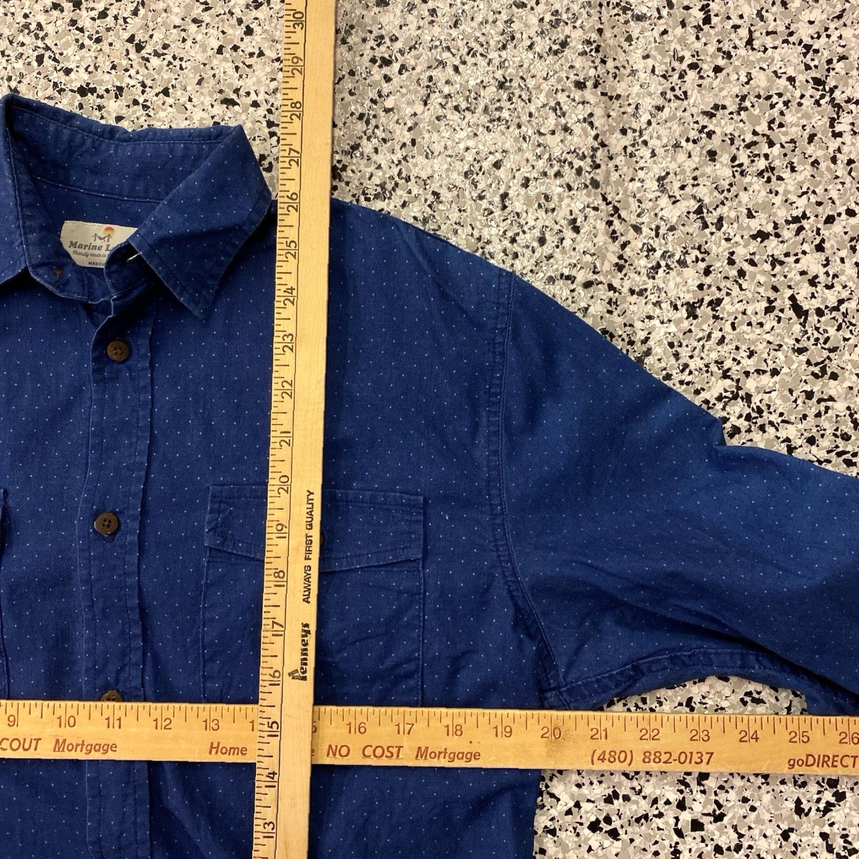 Marine Layer Marine Layer Shirt Mens Medium Blue Long Sleeve Button-Down Button-Up Solid Casual Hawaiian Missing Button Size US M / EU 48-50 / 2 - 3 Thumbnail