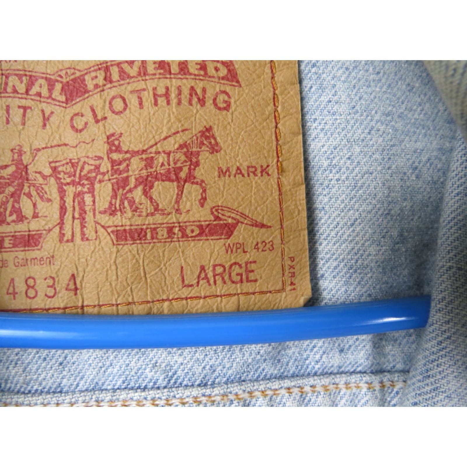 Levi's VINTAGE Levi's Distressed Denim Jean Jacket Blue Large Regular Jacket Men 80s 90s USA Casual Travel Pockets Logo Button Cotton Denim Lightweight Size US 33 - 5 Thumbnail