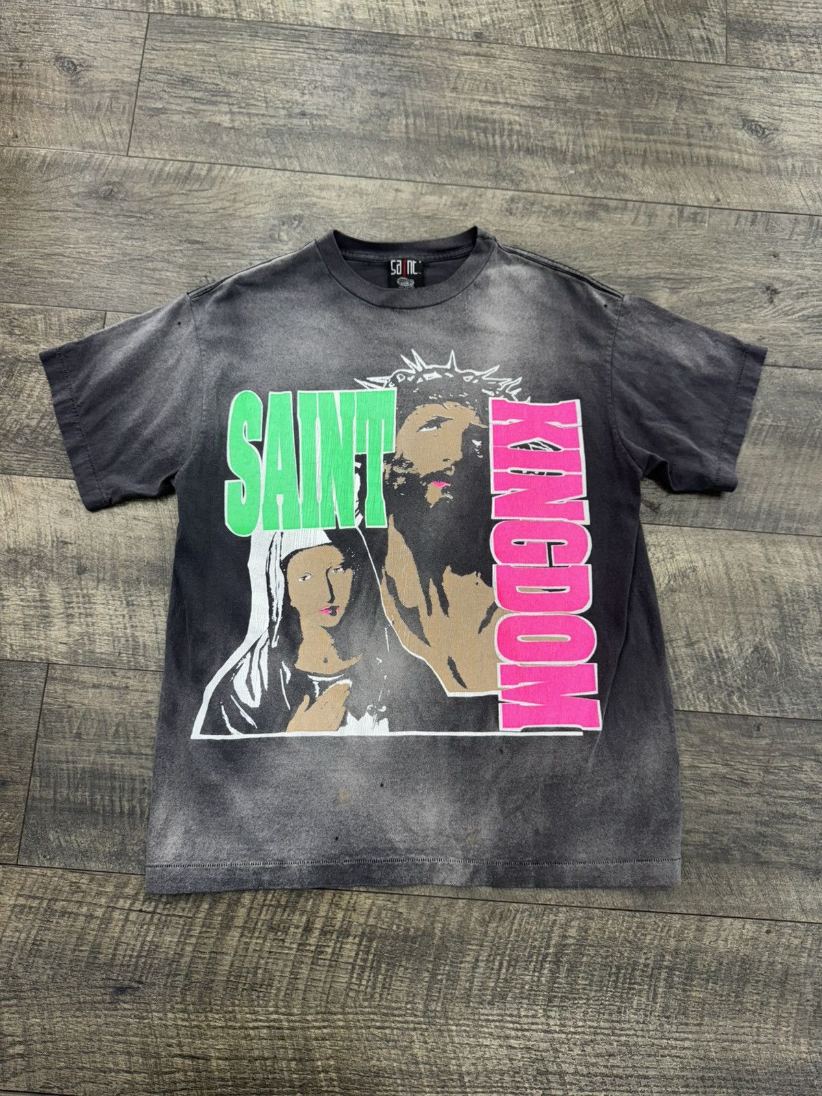 Saint Michael SAINT KINGDOM TEE DISTRESSED WASHED GREY (S) | Grailed