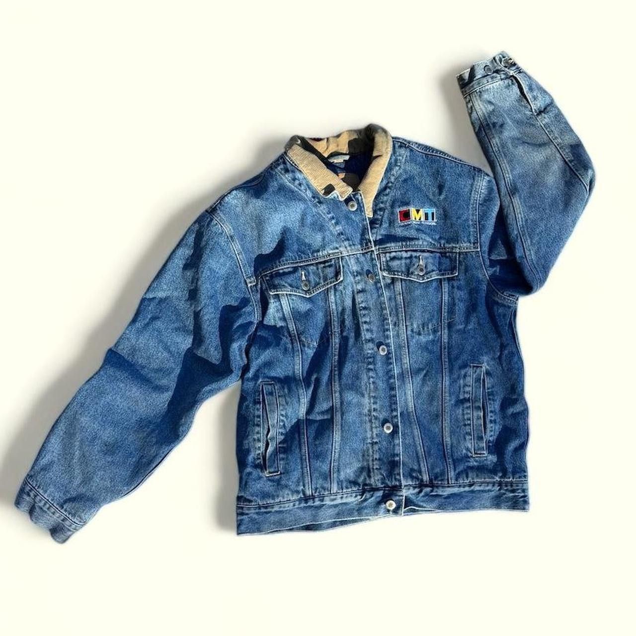 image of Vintage Cmt Logo Denim Jacket in Blue, Men's (Size XL)