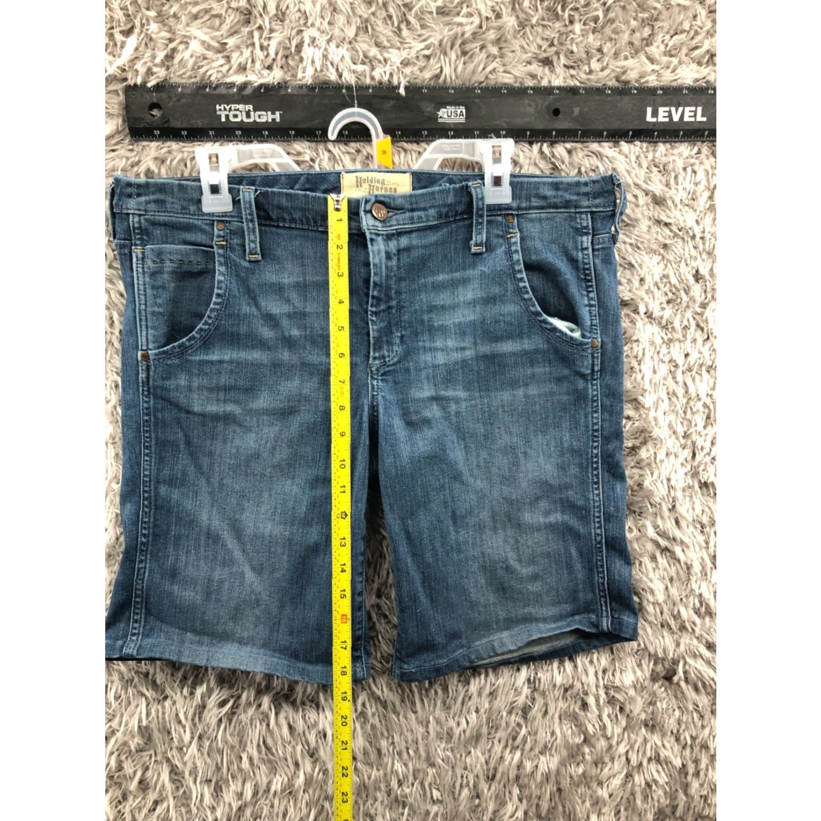Denime Holding Horses Womens Bermuda Shorts Boy Pattern 5-Pocket Denim Dark Wash Mid Rise Blue Size 32 Jeans Size 24" / US 00 / IT 34 - 3 Thumbnail