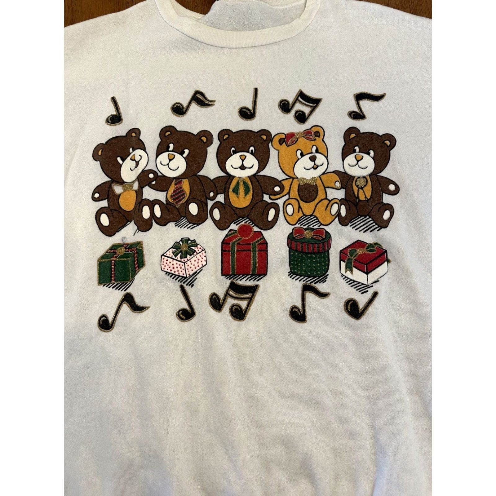 Vintage VINTAGE 90s Christmas Sweatshirt Teddy Bear Crewneck XL White Men Size US XL / EU 56 / 4 - 4 Thumbnail