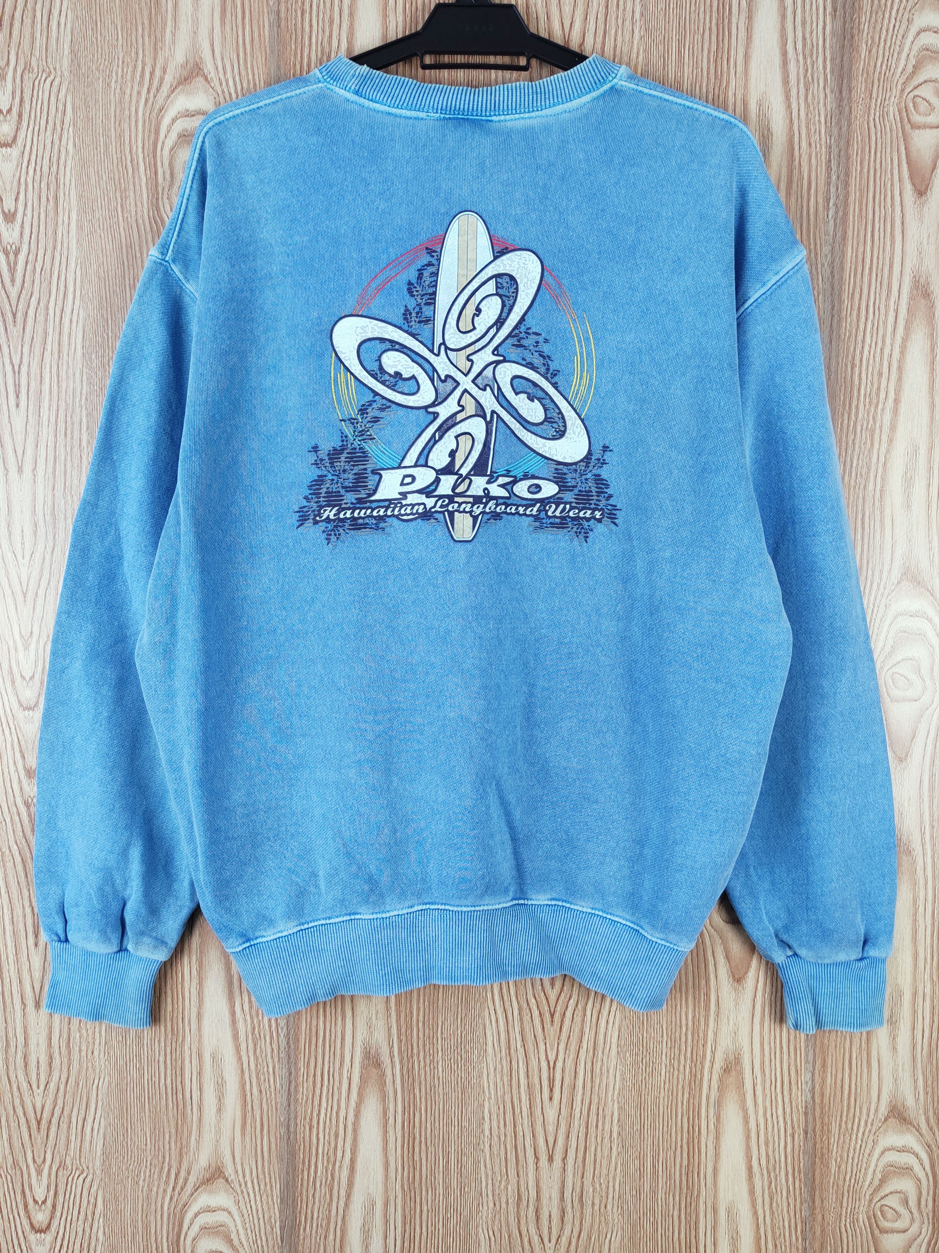 Japanese Brand Piko surfing Blue vintage Sweatshirts #W187 Size US L / EU 52-54 / 3 - 1 Thumbnail