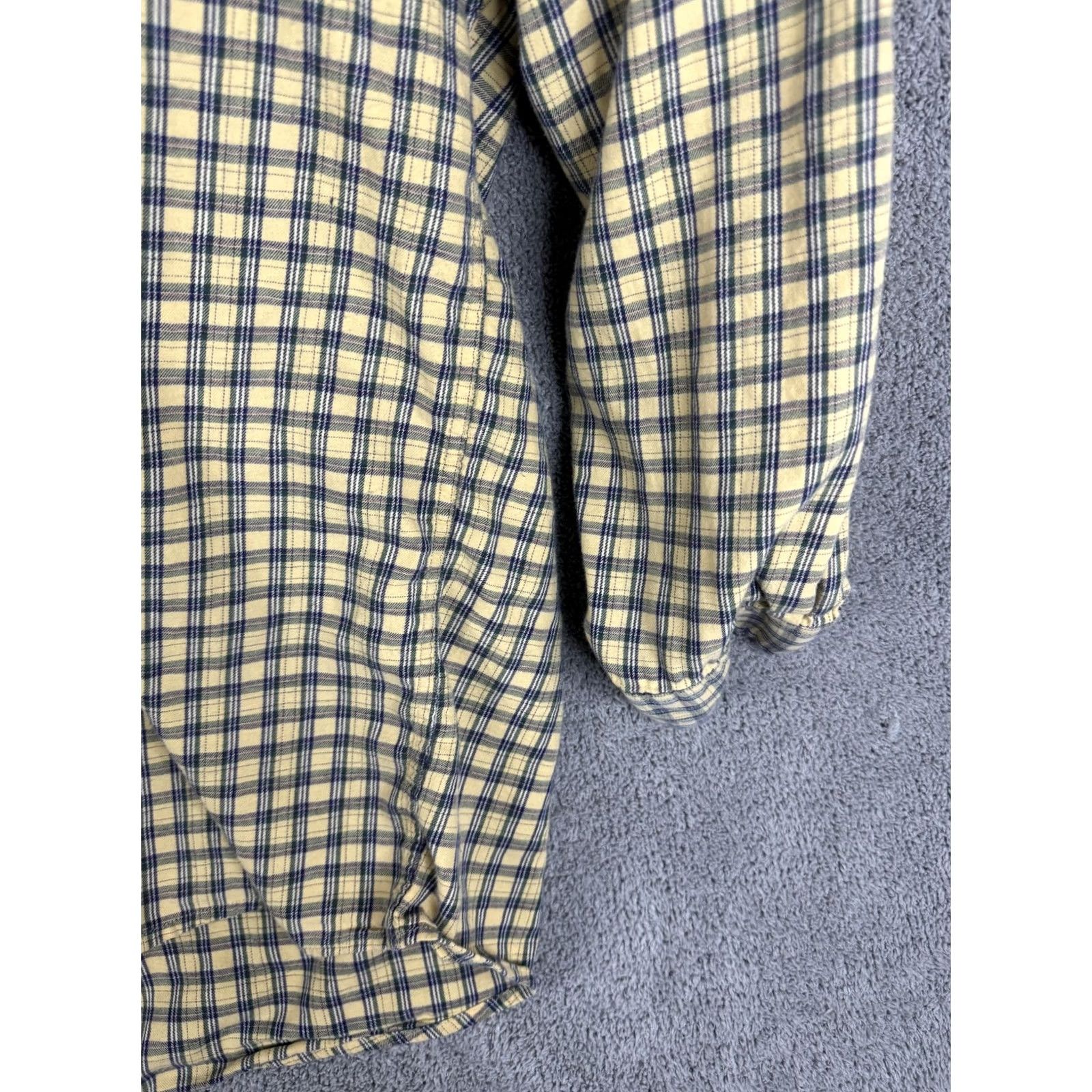 Brooks Brothers Brooks Brothers Shirt Mens XL Yellow Blue Plaid Button Front Cotton Casual Shirt Size US XL / EU 56 / 4 - 3 Thumbnail