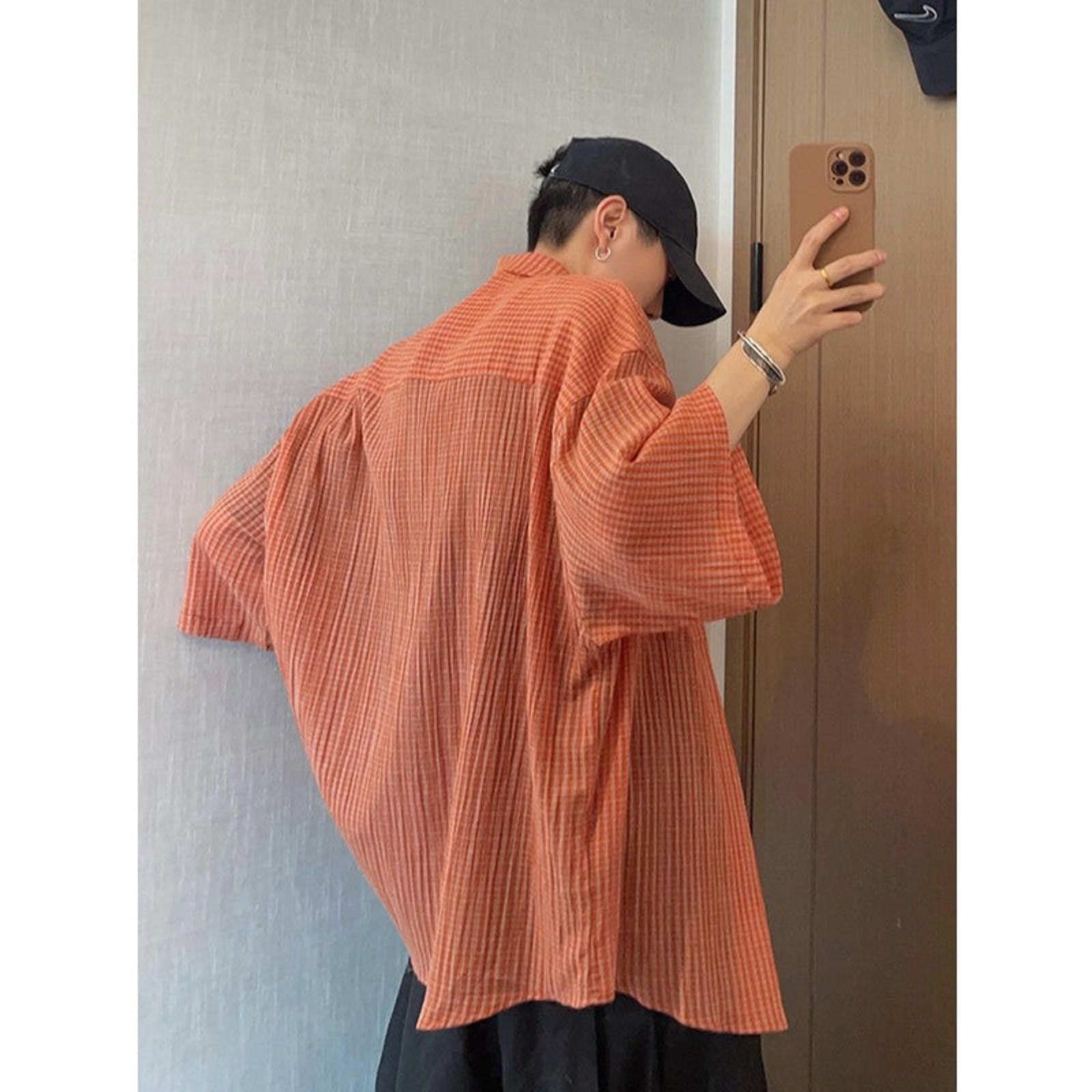 Vintage Oversized Checkerboard Orange Short Sleeve Loose Shirt Size US M / EU 48-50 / 2 - 3 Thumbnail