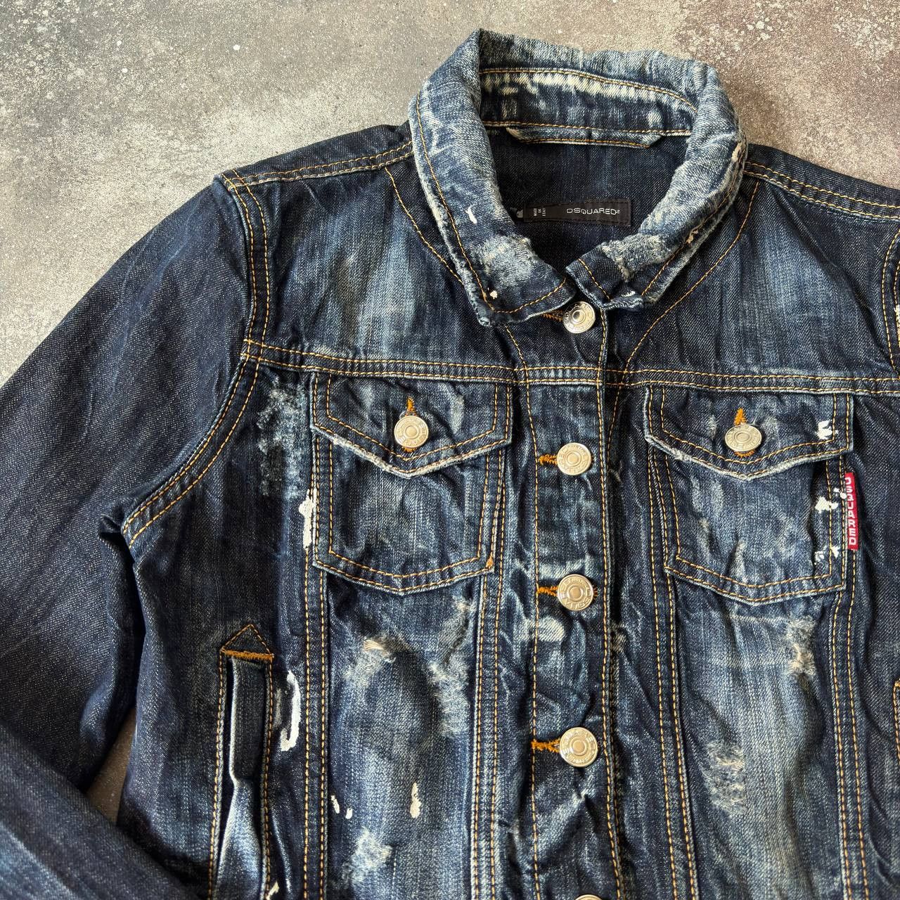Dsquared2 DSQUARED2 Distressed/Washed Denim Cropped Jacket Size S / US 4 / IT 40 - 4 Thumbnail