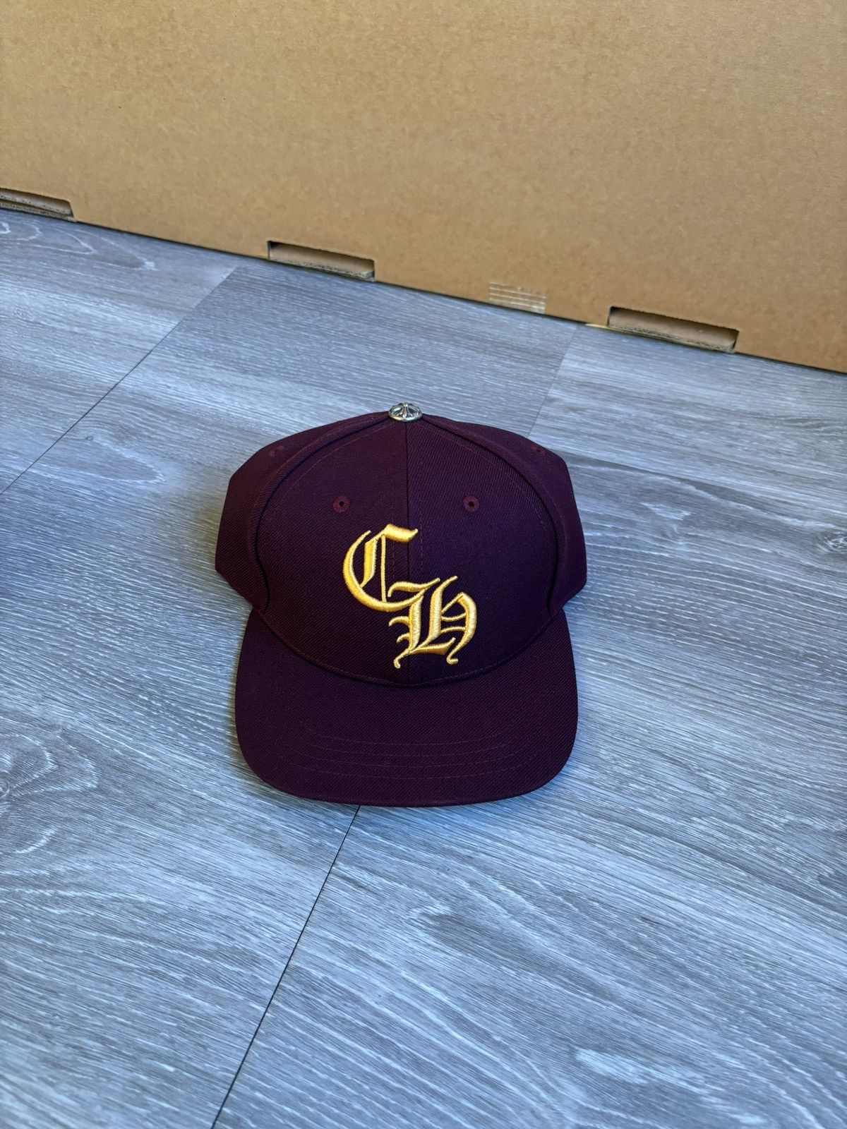 Chrome Hearts Chrome Hearts CH Baseball Cap Burgundy/Gold Snapback Hat Size ONE SIZE - 4 Thumbnail
