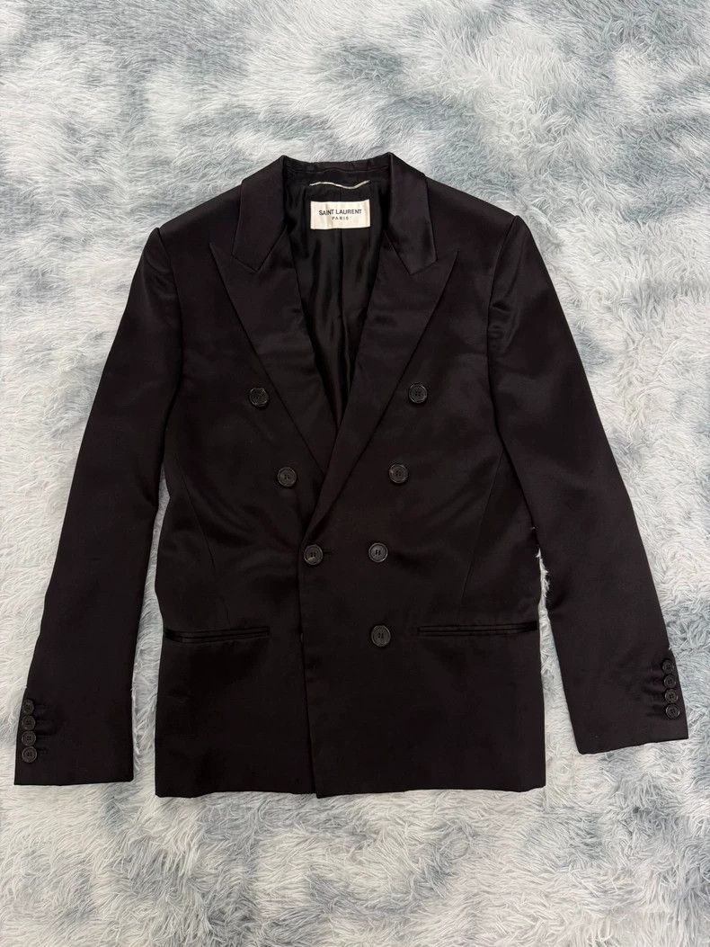Saint Laurent Paris Saint Laurent Double Breasted Silk Blazer Size US L / EU 52-54 / 3 - 1 Thumbnail