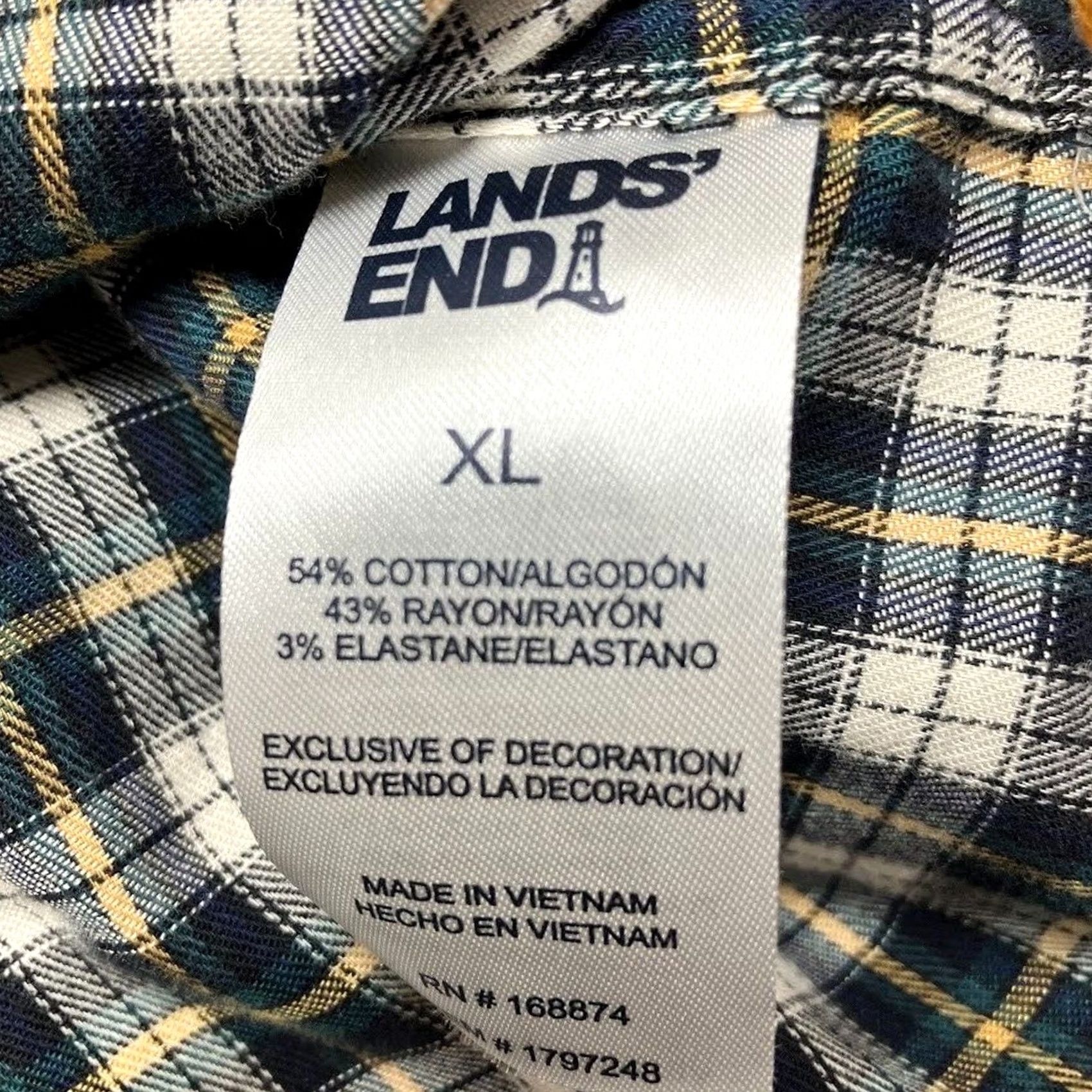 Lands' End Lands' End Shirt Mens XL Green Classic Plaid Super Soft Long Sleeve Button Down Size US XL / EU 56 / 4 - 7 Thumbnail