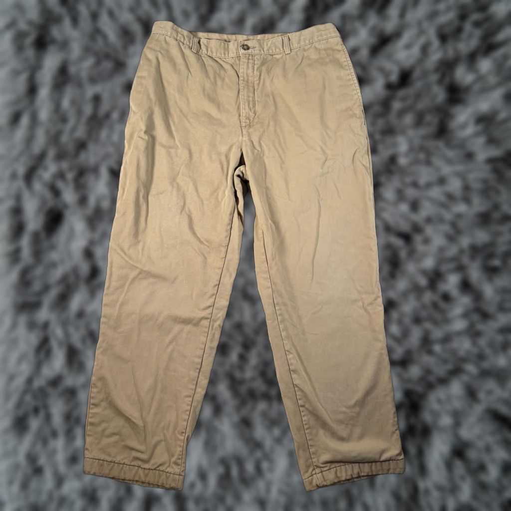 Vintage VINTAGE L.L.Bean Double L Natural Fit Pants 36x28 Chino Khaki Beige Cotton Lined Flannel Pockets Mens Regular Straight Size US 36 / EU 52 - 1 Thumbnail