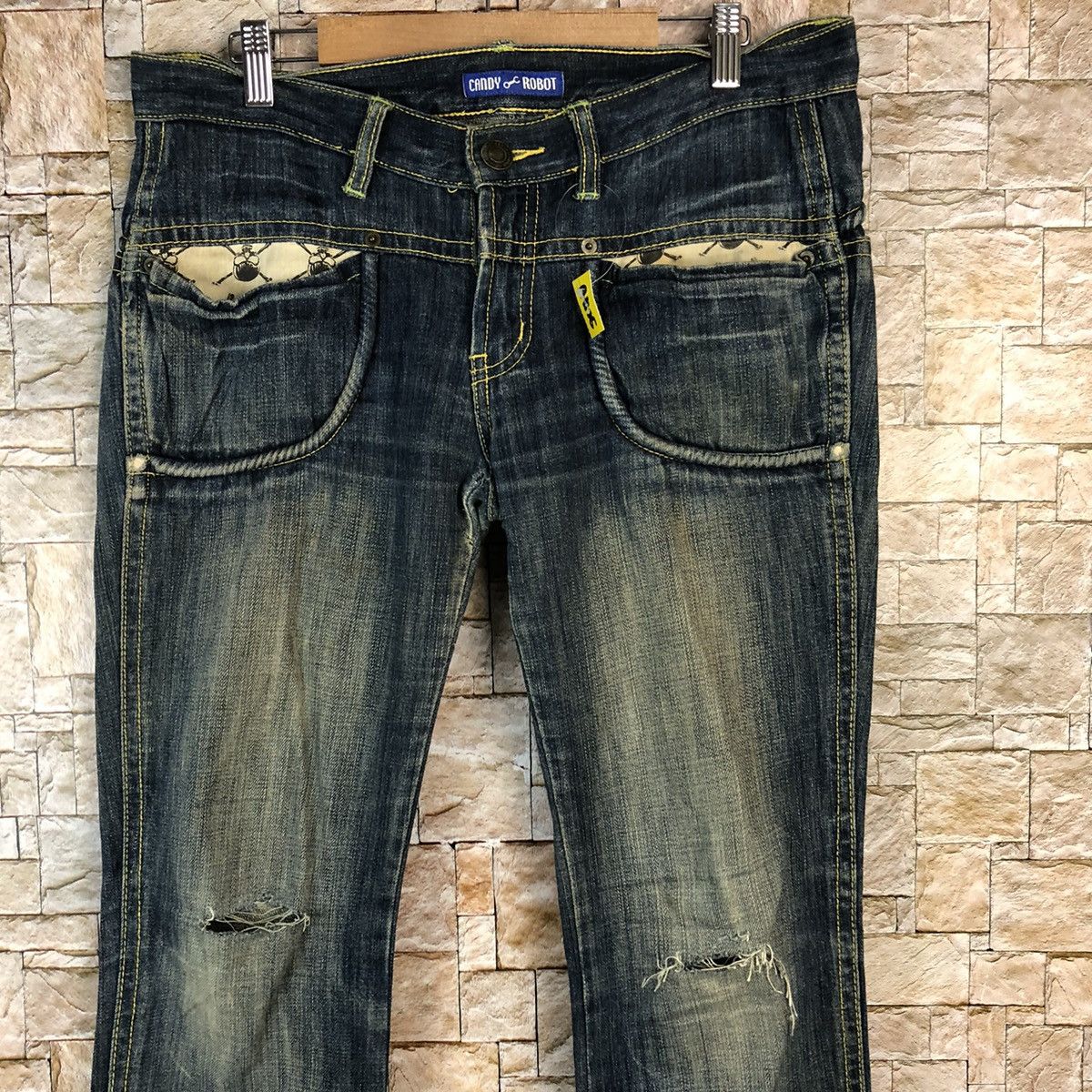 Japanese Brand Candy Robot Blue Distressed Denim Pants #A1125 Size 32" / US 10 / IT 46 - 5 Thumbnail