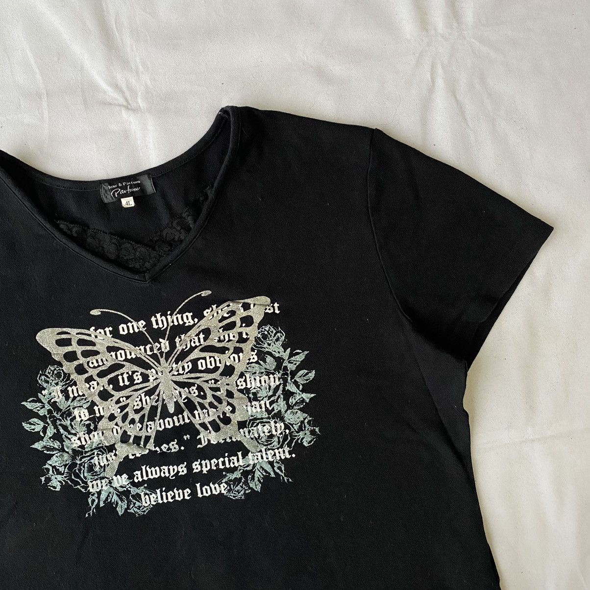 Japanese Brand Y2K Style Bloom Butterfly Poem Boxy Crop Tees Size L / US 10 / IT 46 - 4 Thumbnail