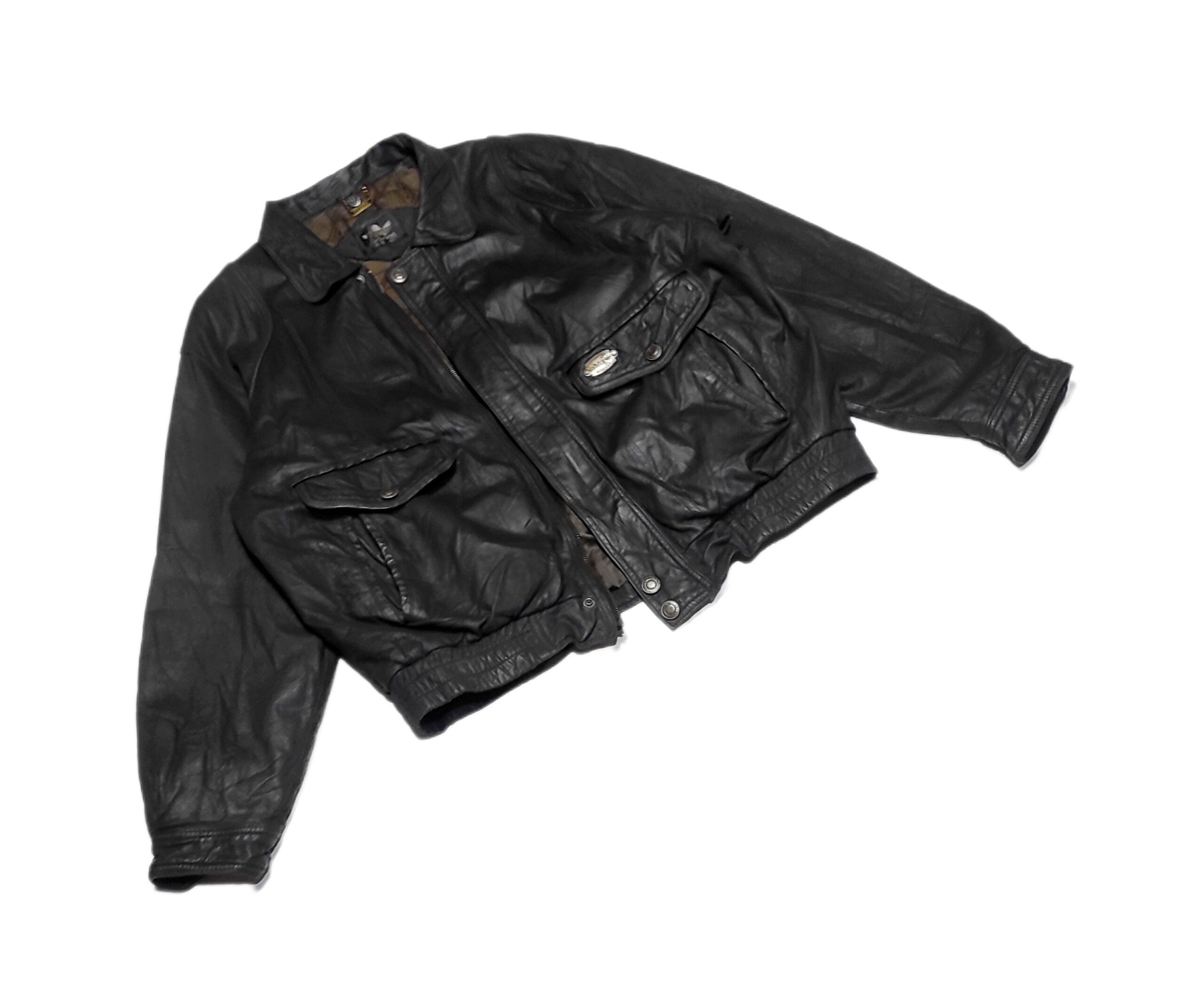 Adidas Rare Adidas 1989 Classic Genuine Leather Bomber Jacket Size US M / EU 48-50 / 2 - 2 Thumbnail