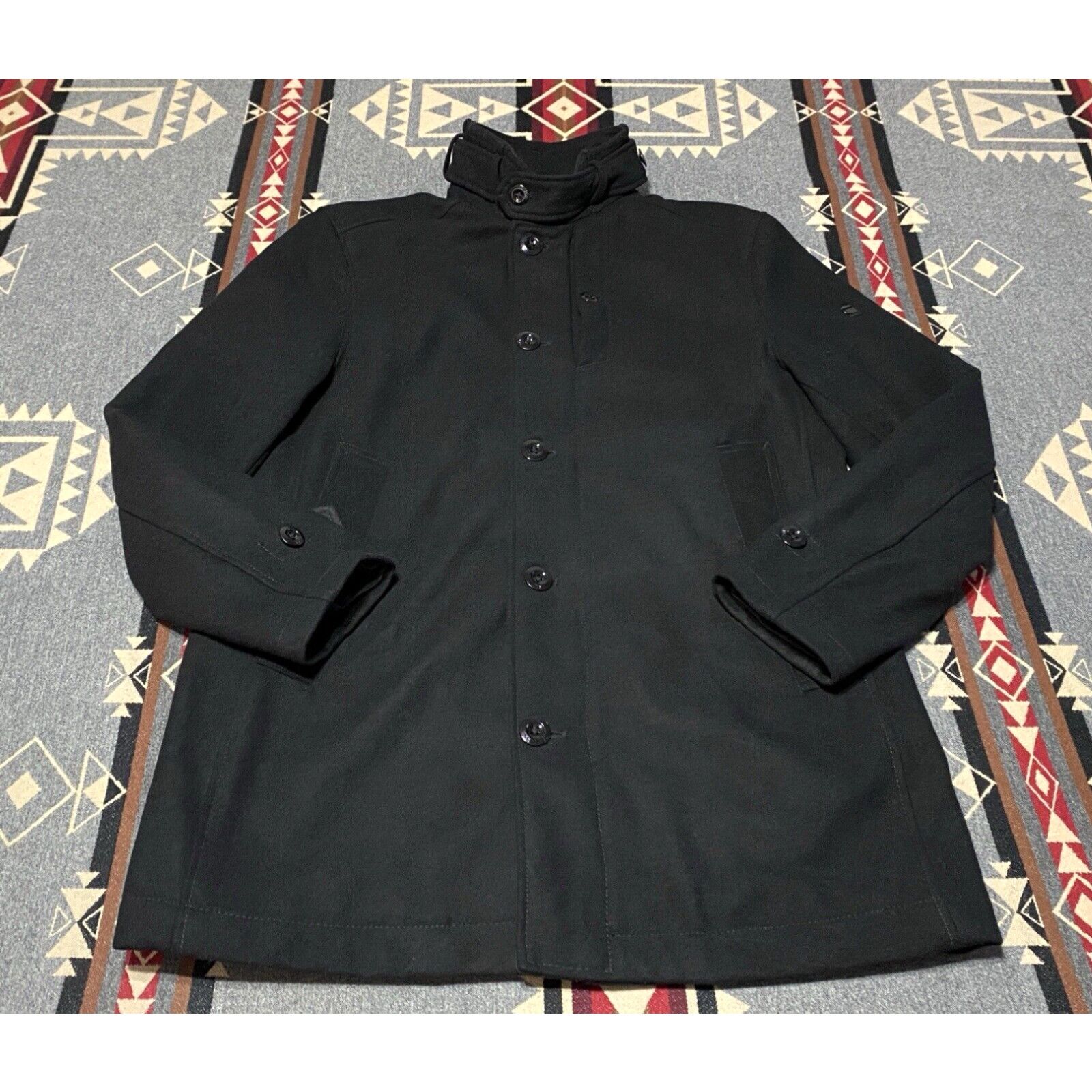 image of Vintage G-Star Decoy Wool Garber Trench Coat Men's XL High Neck Lined Single Vented T71 in White