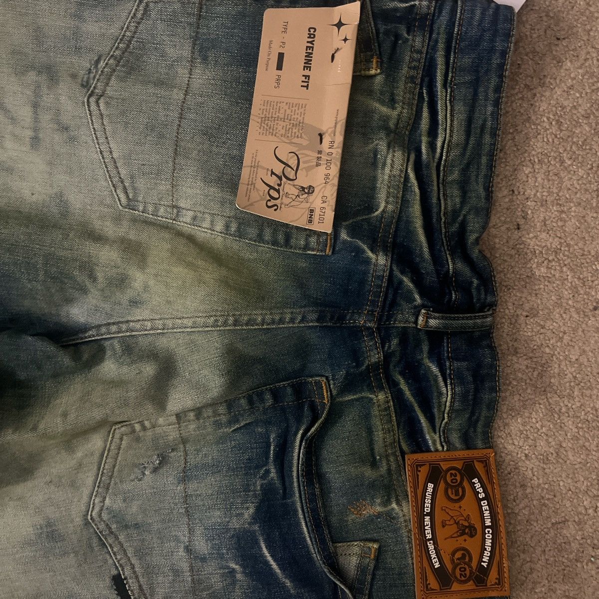 Prps BLUE AND GREEN WASHED PSRP JEANS Size US 34 / EU 50 - 4 Thumbnail