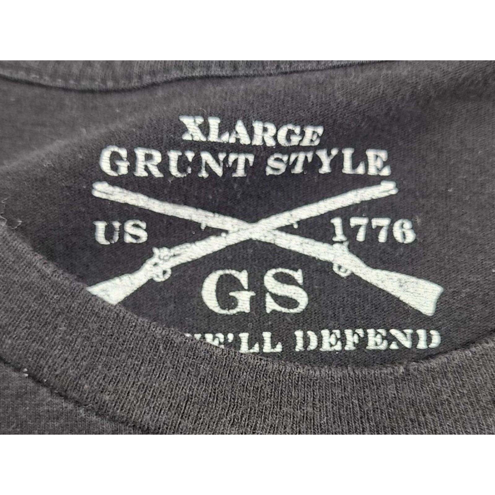 Vintage Grunt Style Shirt Mens XL Black Graphic Biker Tee Support American Infidels Military Patriotic Crew Neck Short Sleeve Shirt Size US XL / EU 56 / 4 - 6 Thumbnail