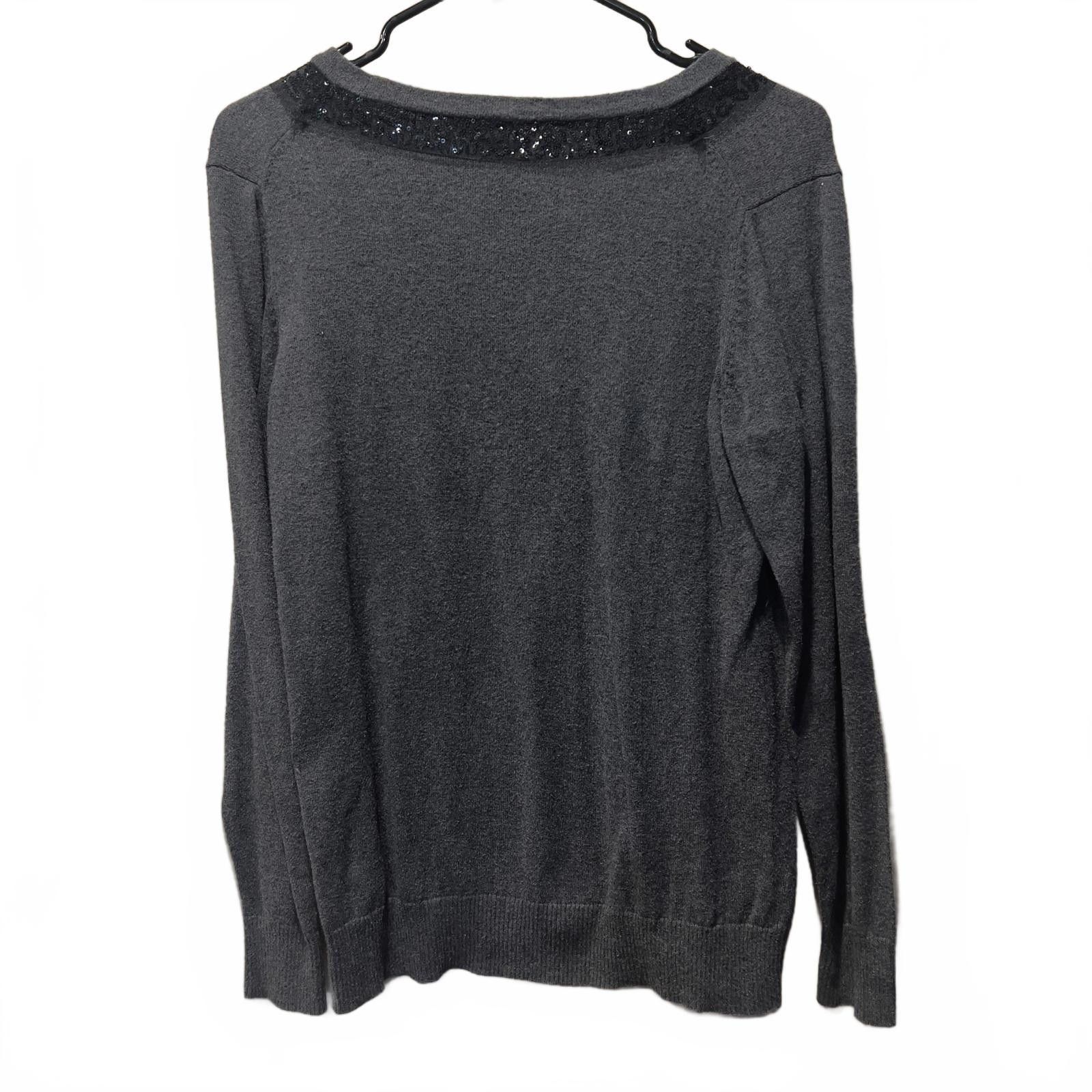 Other Van Heusen Studio Women's Gray V-Neck Cardigan with Sequin T Size S / US 4 / IT 40 - 2 Thumbnail