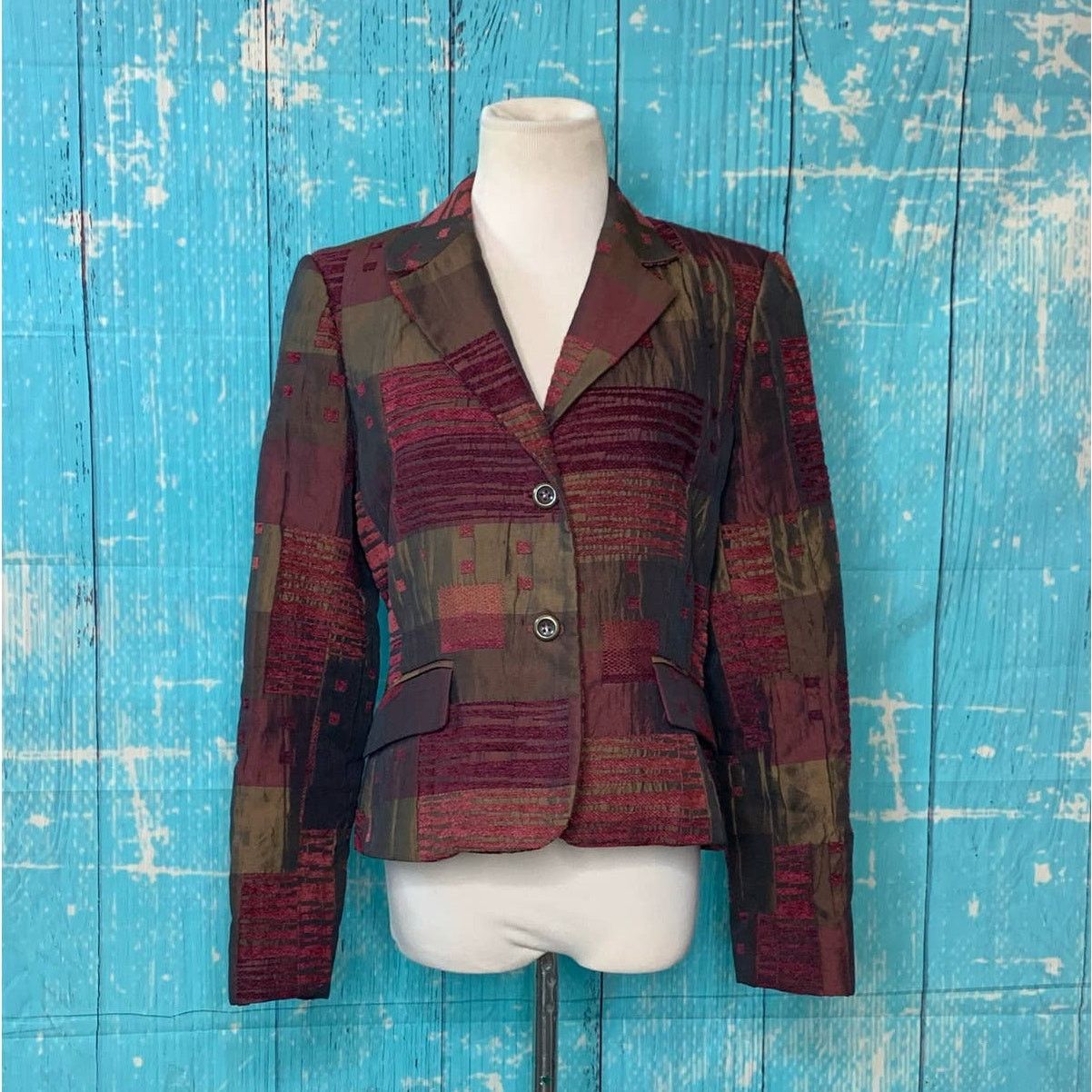 Harve Benard Harve Benard patchwork 2 buttons lined blazer size 8 Size M / US 6-8 / IT 42-44 - 7 Thumbnail