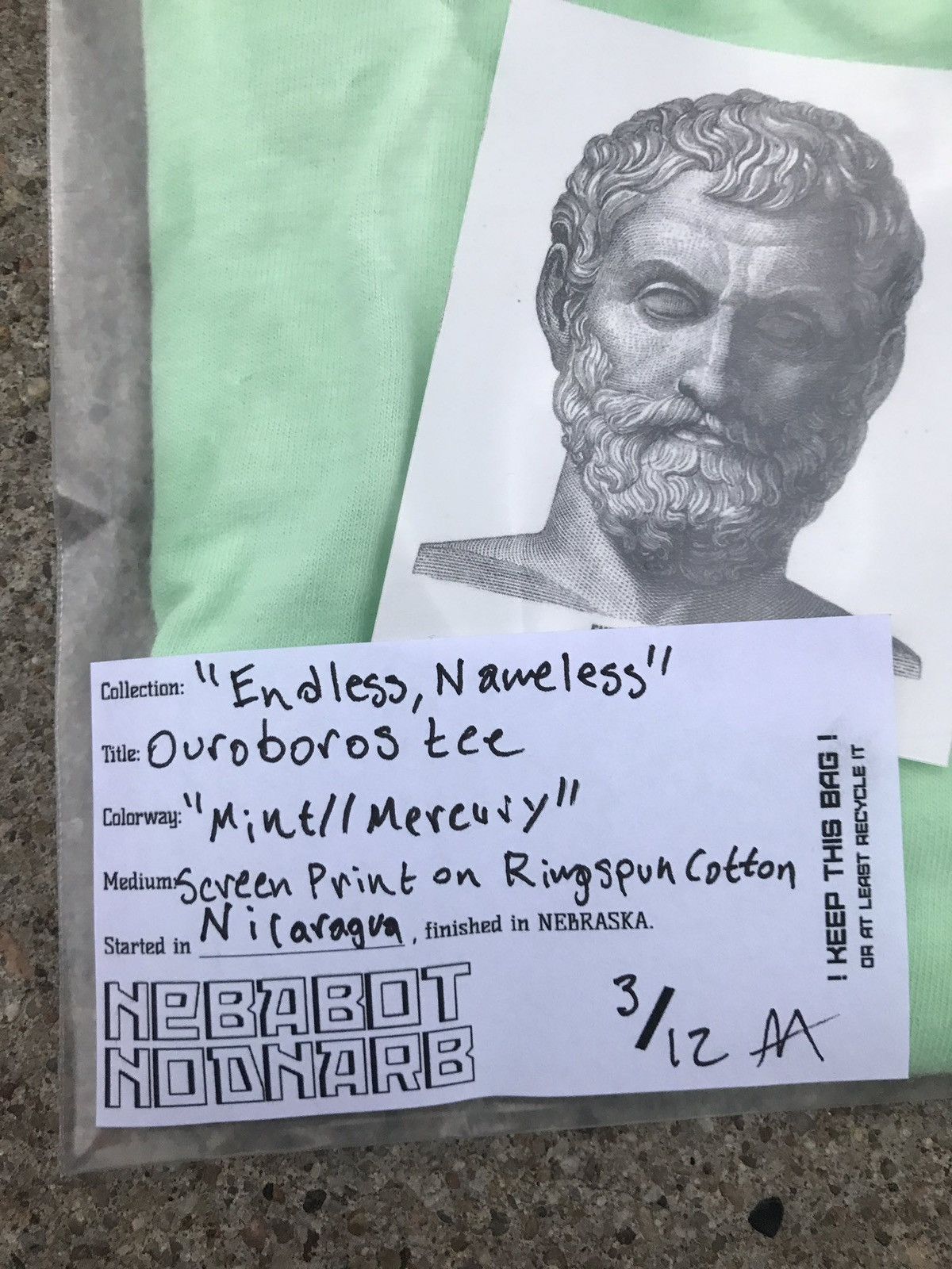 Vintage SUMMER 2017 nebabot nodnarb MiNT GREEN OUROBOROS TEE Size US XL / EU 56 / 4 - 12 Thumbnail