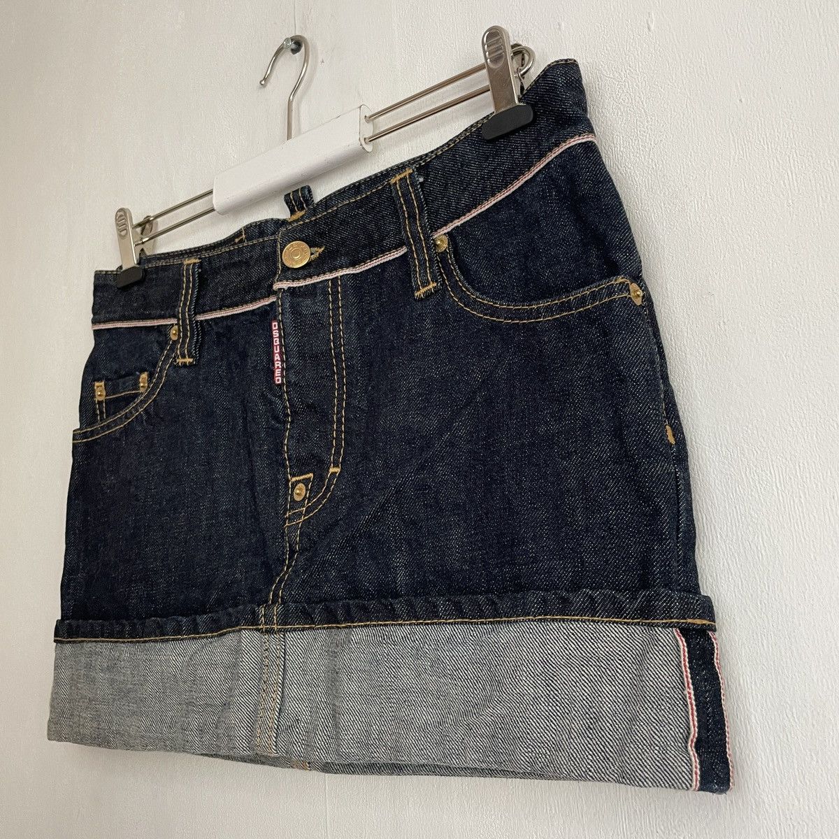 Dsquared2 Dsquared2 Cimosa Cuffed Denim Mini Skirt Size 27" / US 4 / IT 40 - 5 Thumbnail