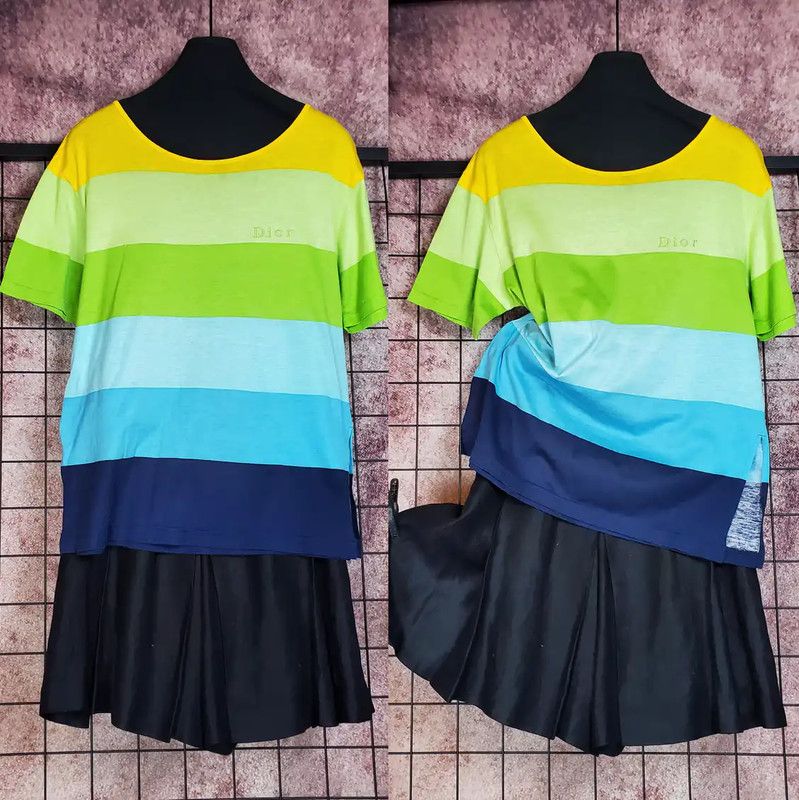 Dior Dior Summer Blue Striped Cotton Tee 0089 Size M / US 6-8 / IT 42-44 - 1 Thumbnail