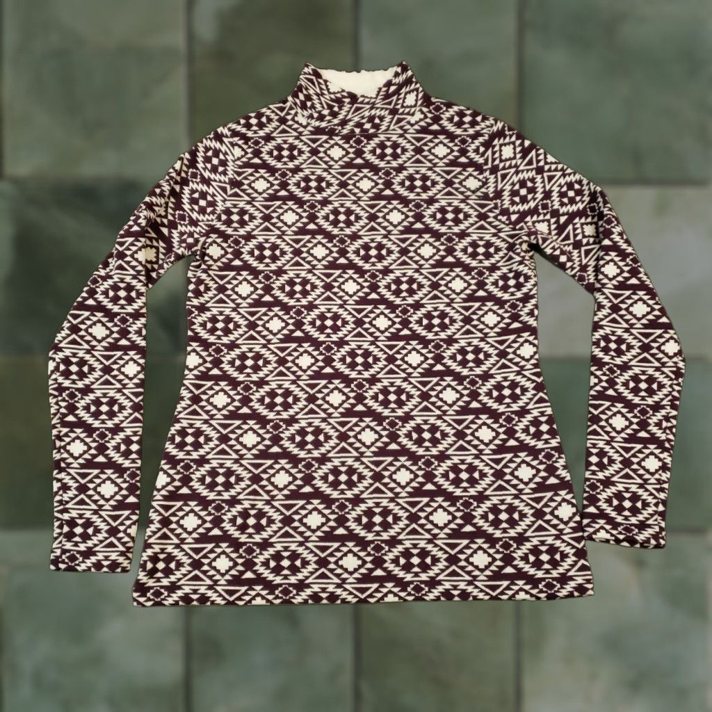 Vintage Duluth Sweater Women M Purple Aztec Mock Neck Long Sleeve Size M / US 6-8 / IT 42-44 - 1 Thumbnail