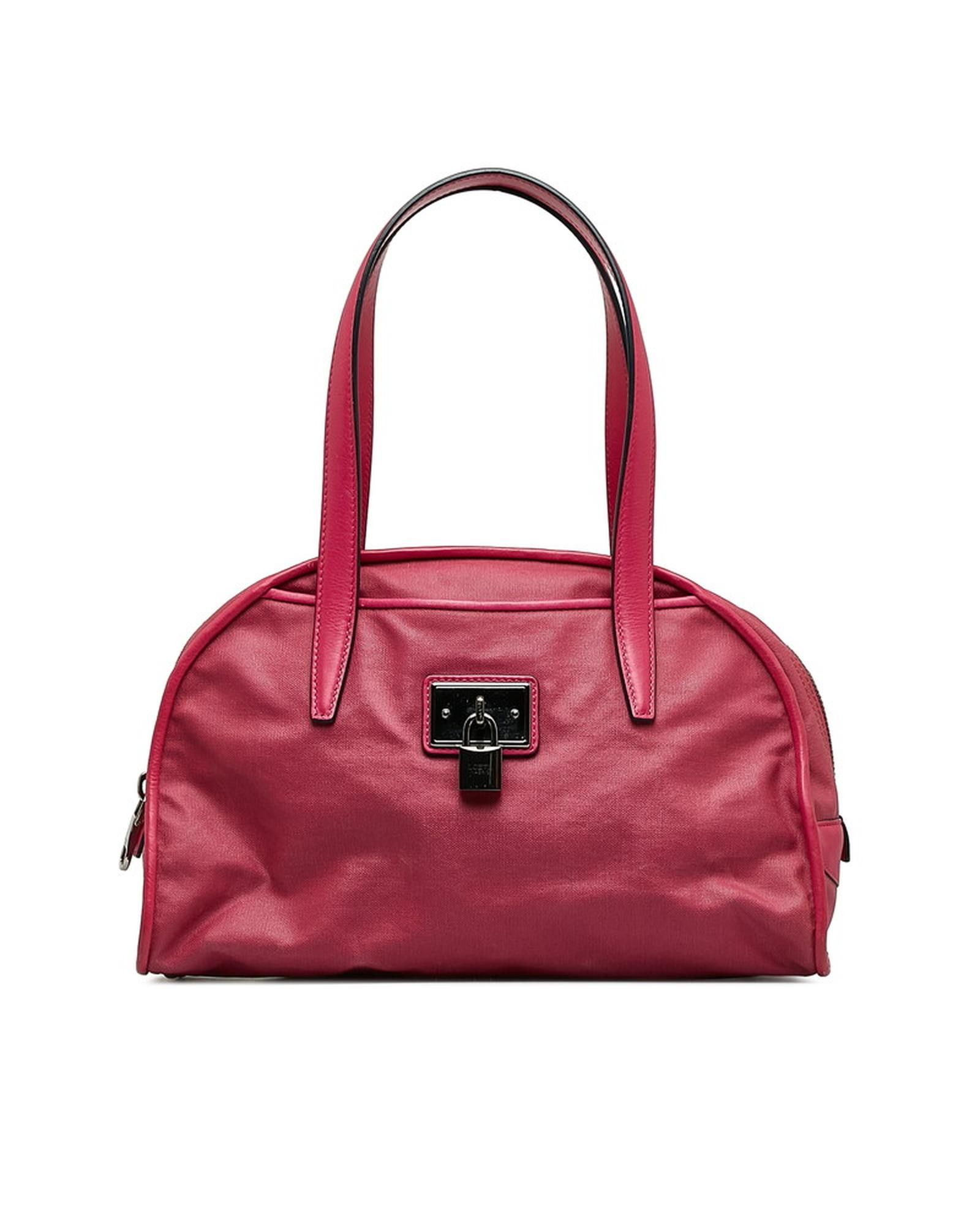 image of Loewe Nylon Handbag In Excellent Condition in Pink, Women's