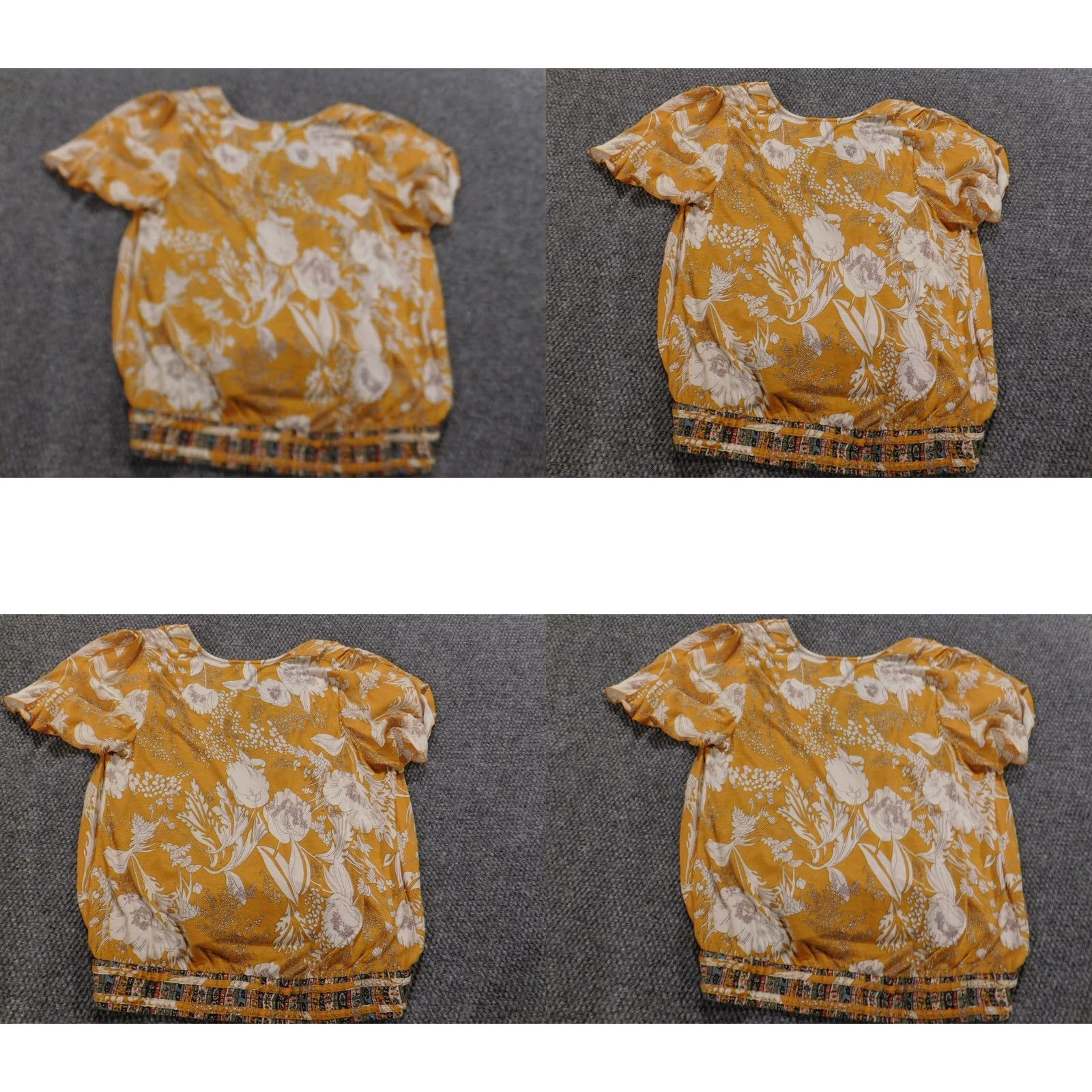 Vintage Tiny Tiny Bluse M Women's Yellow Floral Pullover Shrug Dolman Short Sleeve Crew Neck Rayon Casual Stretch Regular Vintage No Size M / US 6-8 / IT 42-44 - 8 Thumbnail