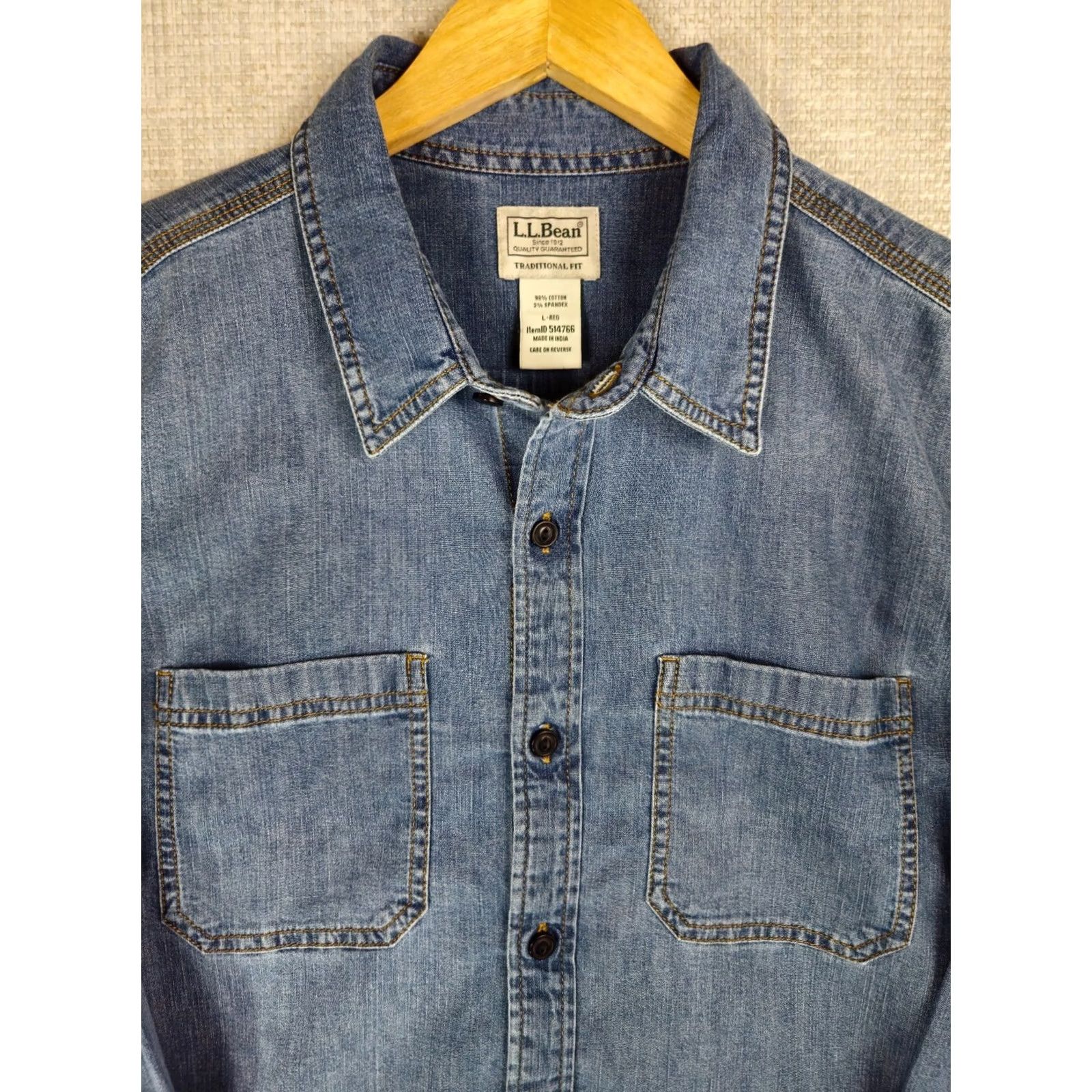 Vintage .L. Bean Denim Work Shirt Large Blue Size US L / EU 52-54 / 3 - 3 Thumbnail