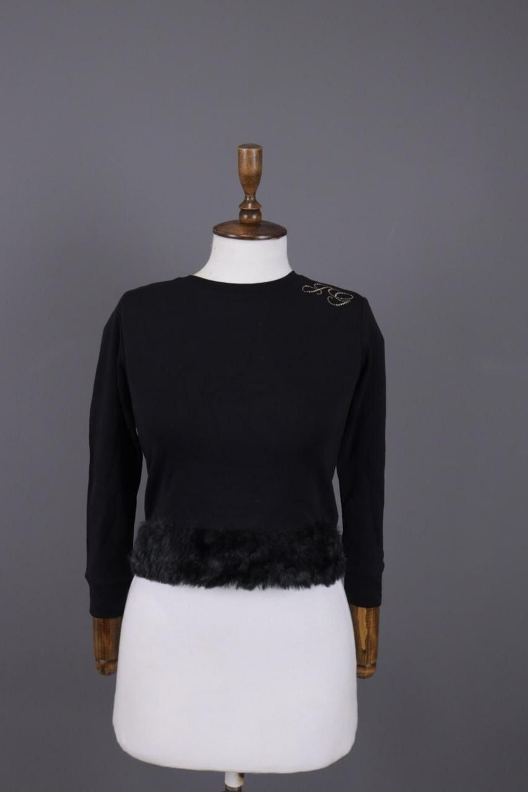Kids John Galliano Black Faux Fur Cropped Sweater Size 10