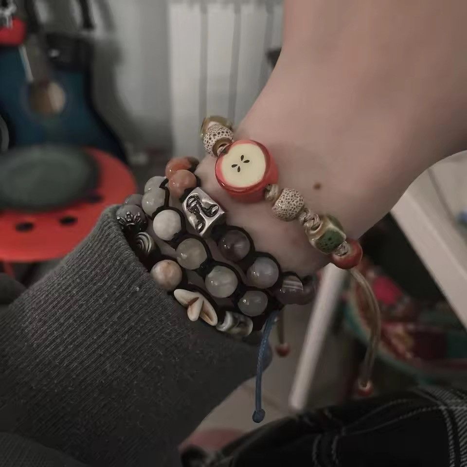 Jewelry Handmade Apple Ceramic Bracelet Adjustable Woven Cord Size ONE SIZE - 6 Thumbnail