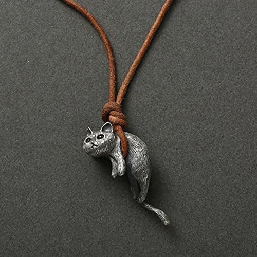Jewelry x Vintage Cute Cat Choker Necklaces Chain in Silver, Men's