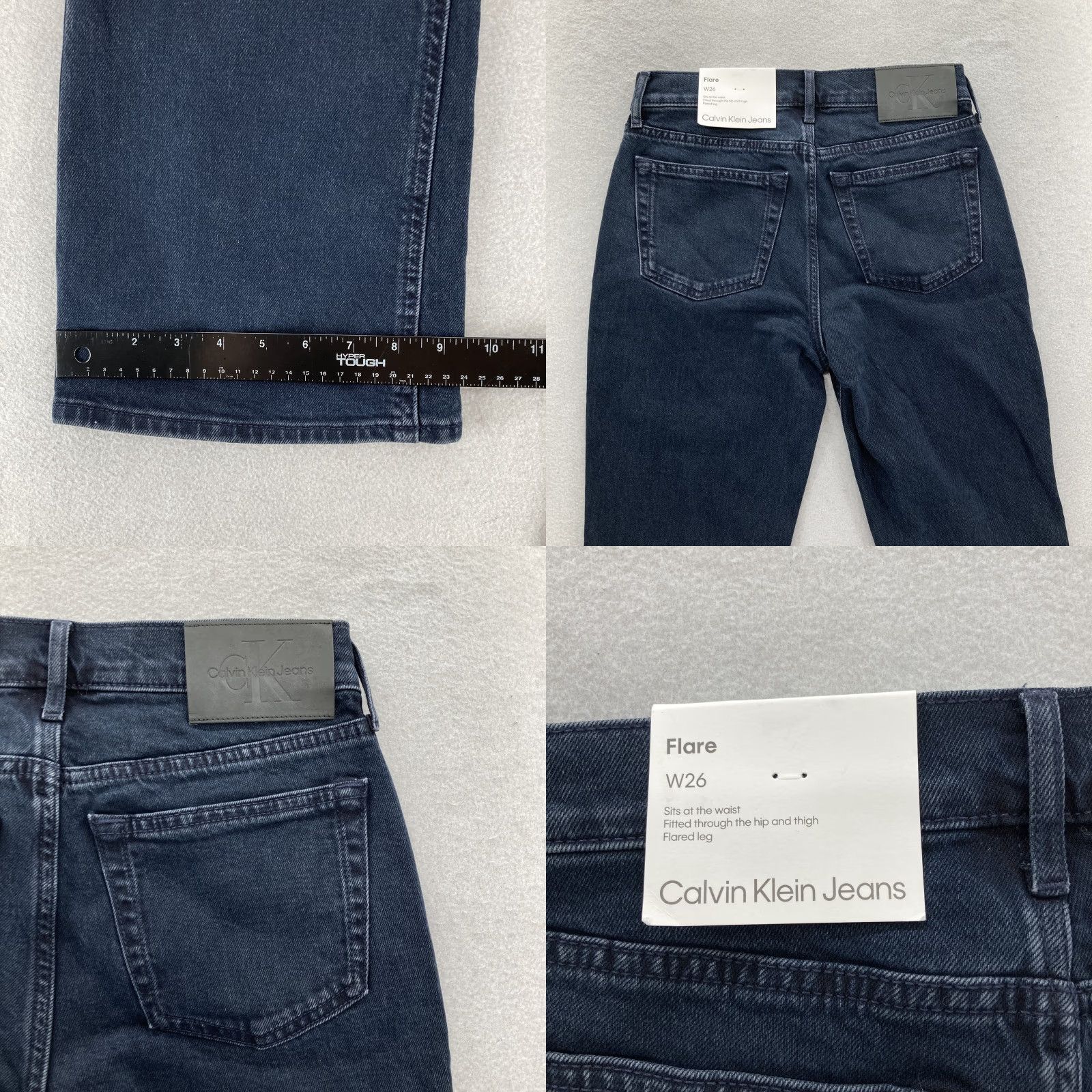 Calvin Klein Calvin Klein Jeans Womens 26 Flare Jeans Dark Blue Denim Stretch 90s Retro Vintage Style Women Size 26" / US 2 / IT 38 - 9 Thumbnail