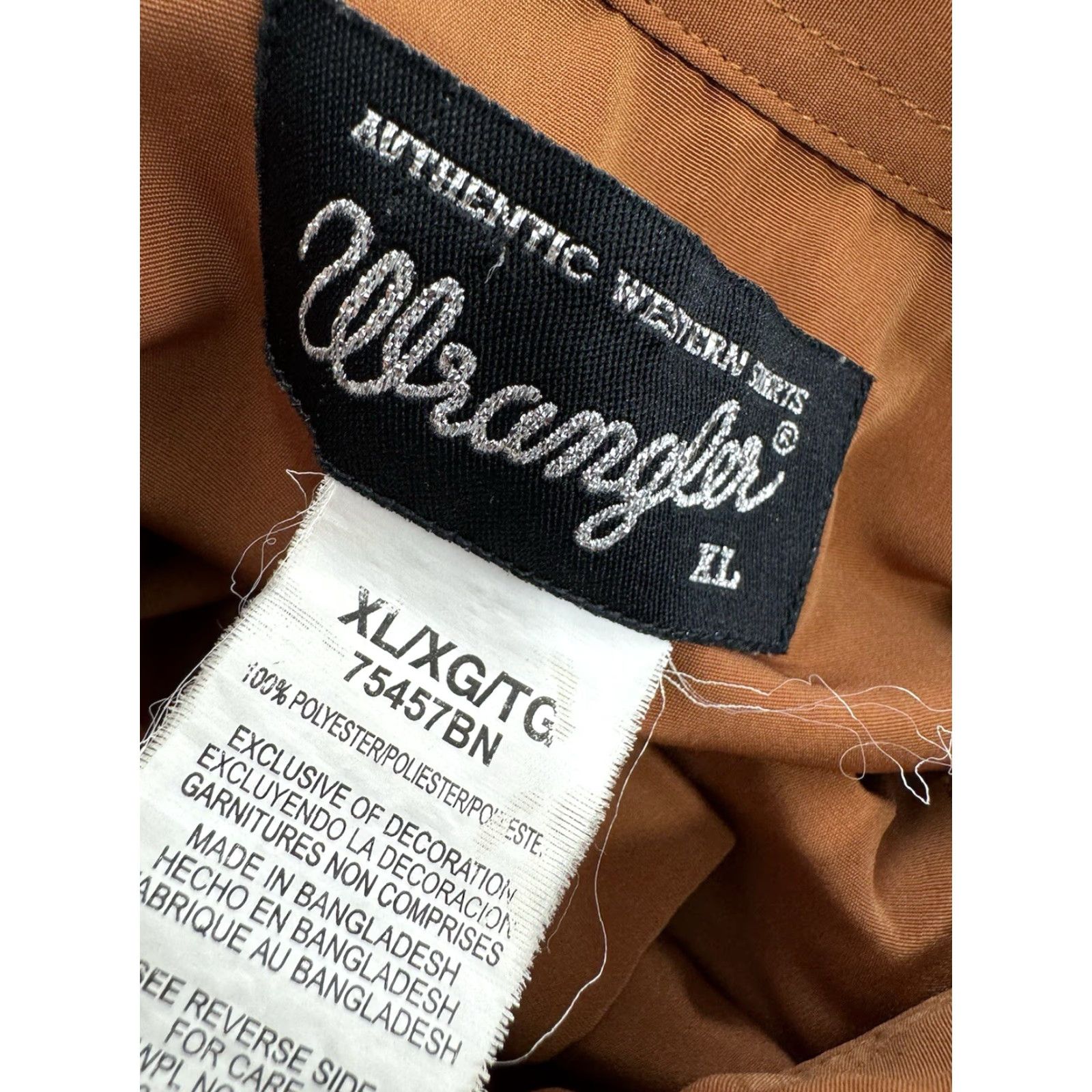 Wrangler WRANGLER Embroidered Western Shiny Rare Style Snap Shirt XL Mens Long Sleeve Burnt Orange / Bronze / Brownish Size US XL / EU 56 / 4 - 5 Thumbnail
