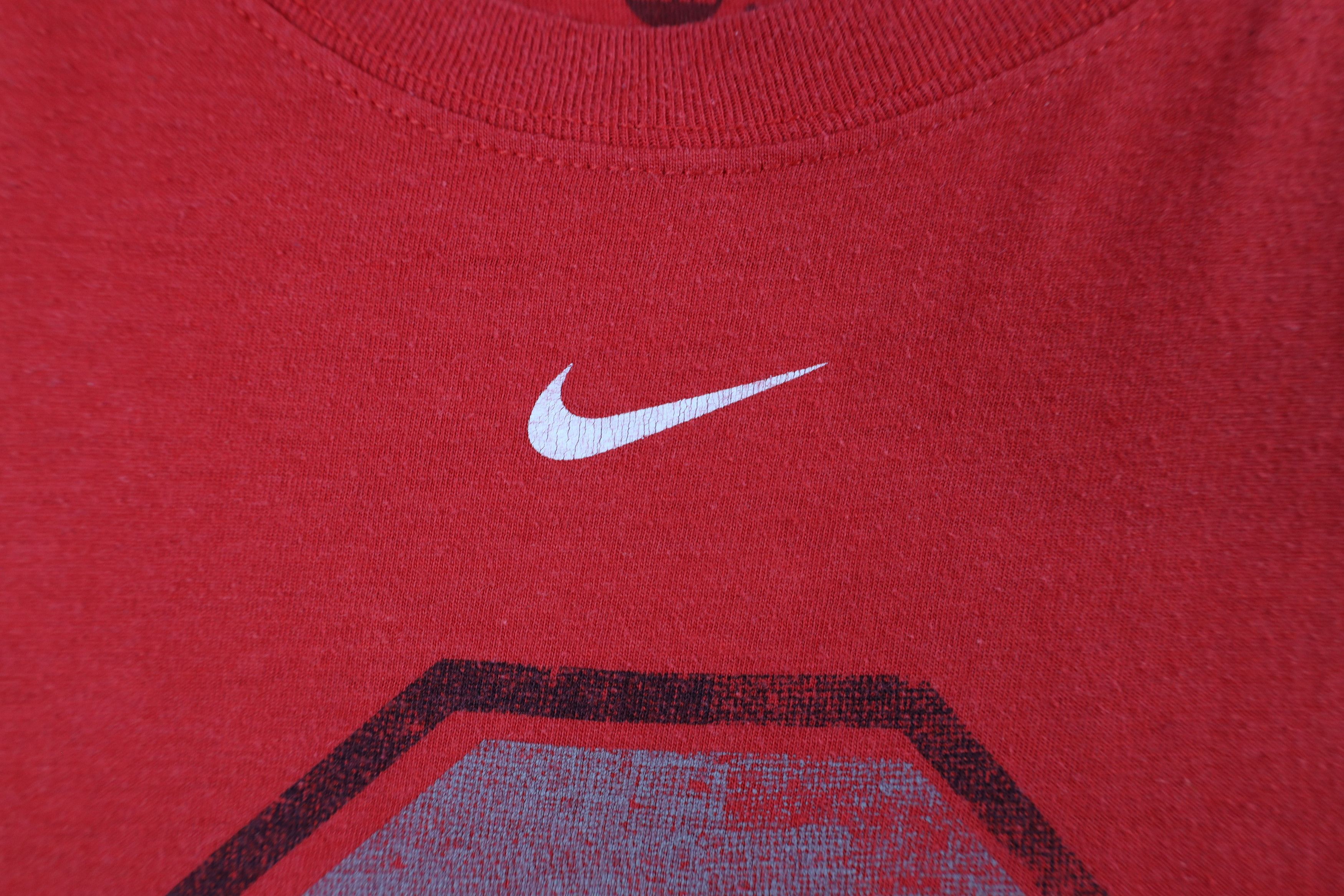 Nike × Vintage Vintage Nike Mini Swoosh Ohio State University T-Shirt Red Size US XXL / EU 58 / 5 - 5 Thumbnail