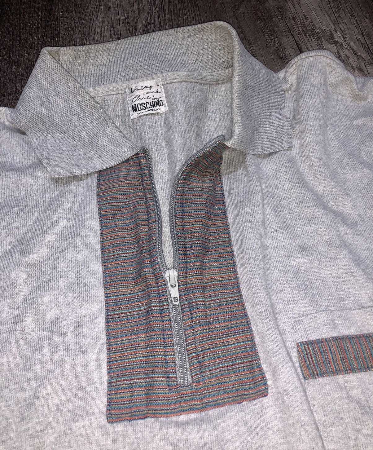 Designer × Moschino × Vintage Vintage Moschino Underwear Long Sleeve Polo Shirt Size US L / EU 52-54 / 3 - 5 Thumbnail