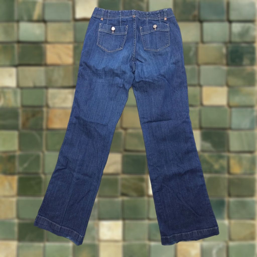 Eddie Bauer VINTAGE Eddie Bauer Jeans 8 Tall Mid Rise Straight Dark Wash 90s Bohemian Women's Jeans Size 30" / US 8 / IT 44 - 1 Thumbnail