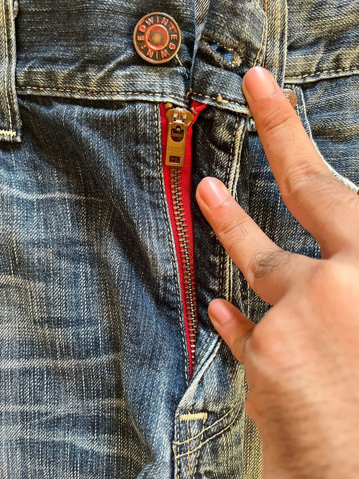 Edwin × Japanese Brand Vintage Japanese Edwin 503 Blue Trip Baggy Style Jeans Size US 36 / EU 52 - 3 Thumbnail