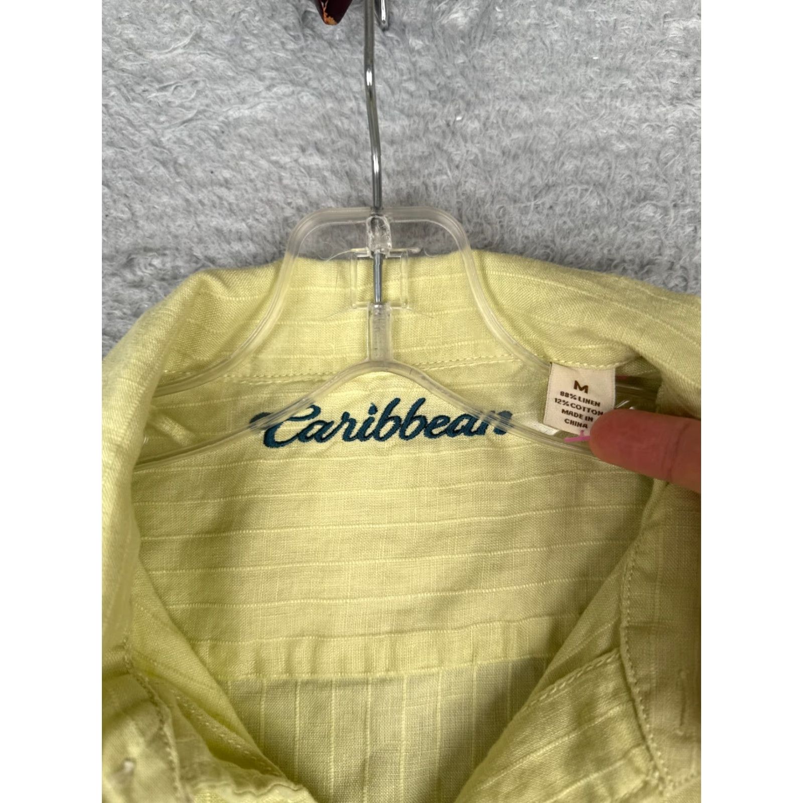 Vintage Carribean Shirt Men Medium Yellow Linen Cotton Blend Button-Up Long Sleeve Shirt Size US M / EU 48-50 / 2 - 7 Thumbnail